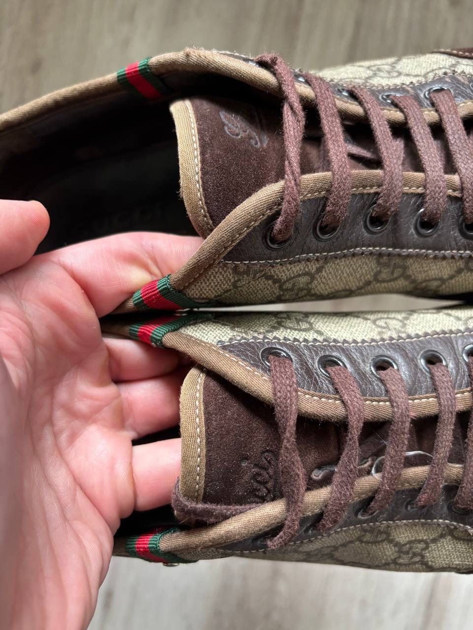 Gucci Men's GUCCI GG Supreme Canvas Leather Low Top Sneakers Size US 8 / EU 41 - 8 Thumbnail