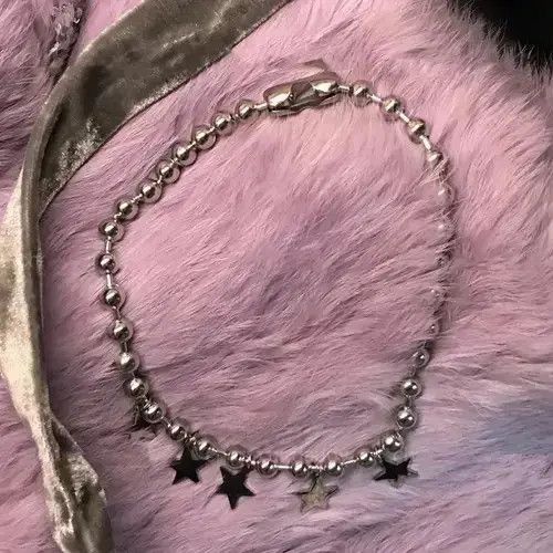 Handmade × Jewelry Star Chain Bead Necklace Punk Gothic Chrome Rock Y2K Grunge Size ONE SIZE - 1 Thumbnail
