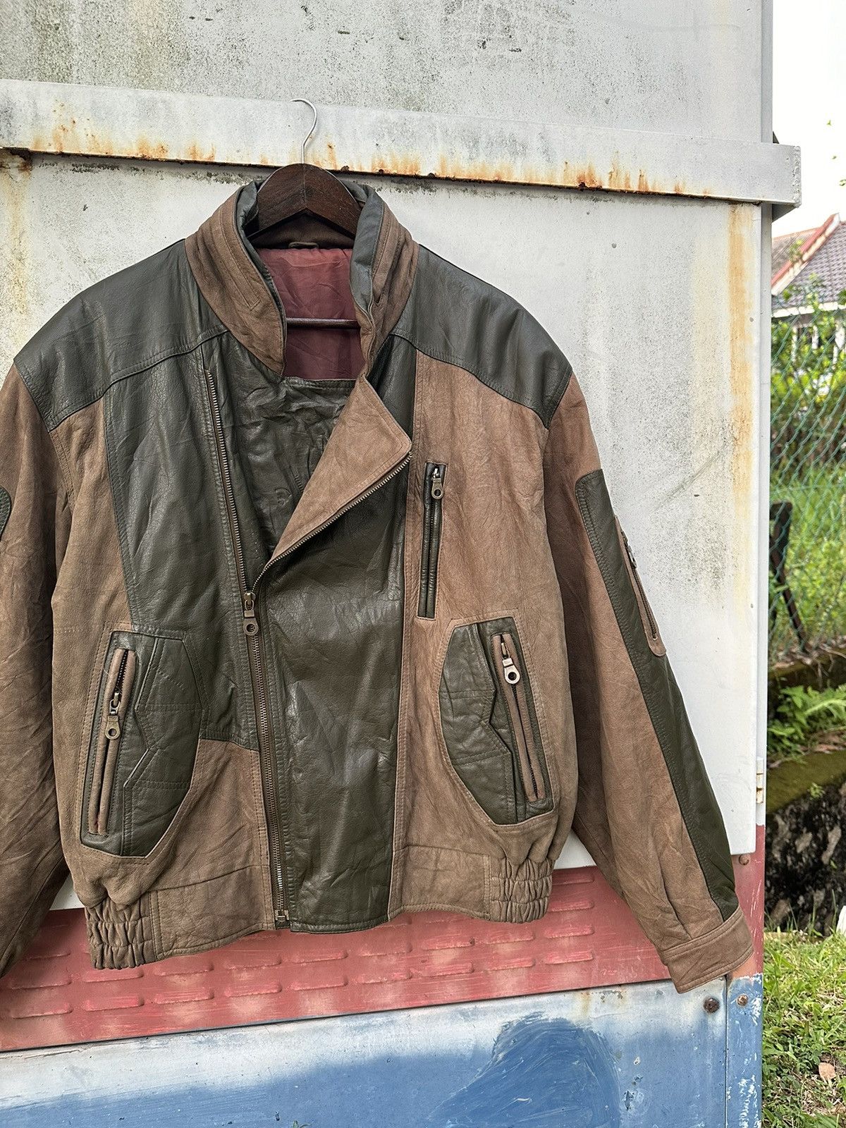 Vintage 👹Vintage 90s Brown Surde Leather Jacket Size US L / EU 52-54 / 3 - 7 Thumbnail