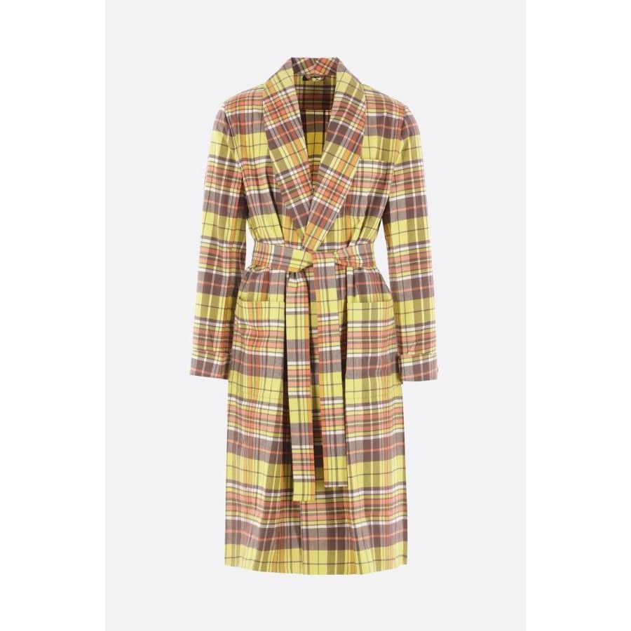 Prada PRADA Check Flannel Cream Robe Style Coat New & Authentic (M Size US L / EU 52-54 / 3 - 1 Thumbnail
