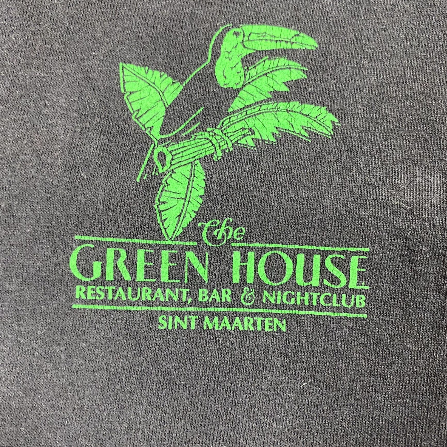 Gildan VTG NIGHTCLUB BAR T-SHIRT SINT MAARTEN GREENHOUSE TROPICAL GRAPHIC MENS L BLACK COTTON KNIT HEAVYWEIGHT CREW NECK SATELLITE? Size US L / EU 52-54 / 3 - 2 Thumbnail