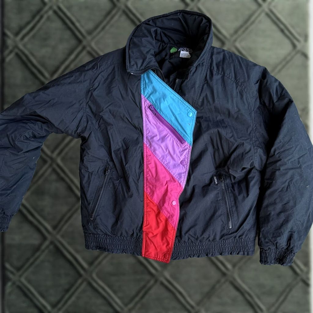 Rainbow VINTAGE Aspen Rainbow Front Trim Zip and Snap Puffer Jacket 90s Black L Mens Womens Size L / US 10 / IT 46 - 1 Thumbnail