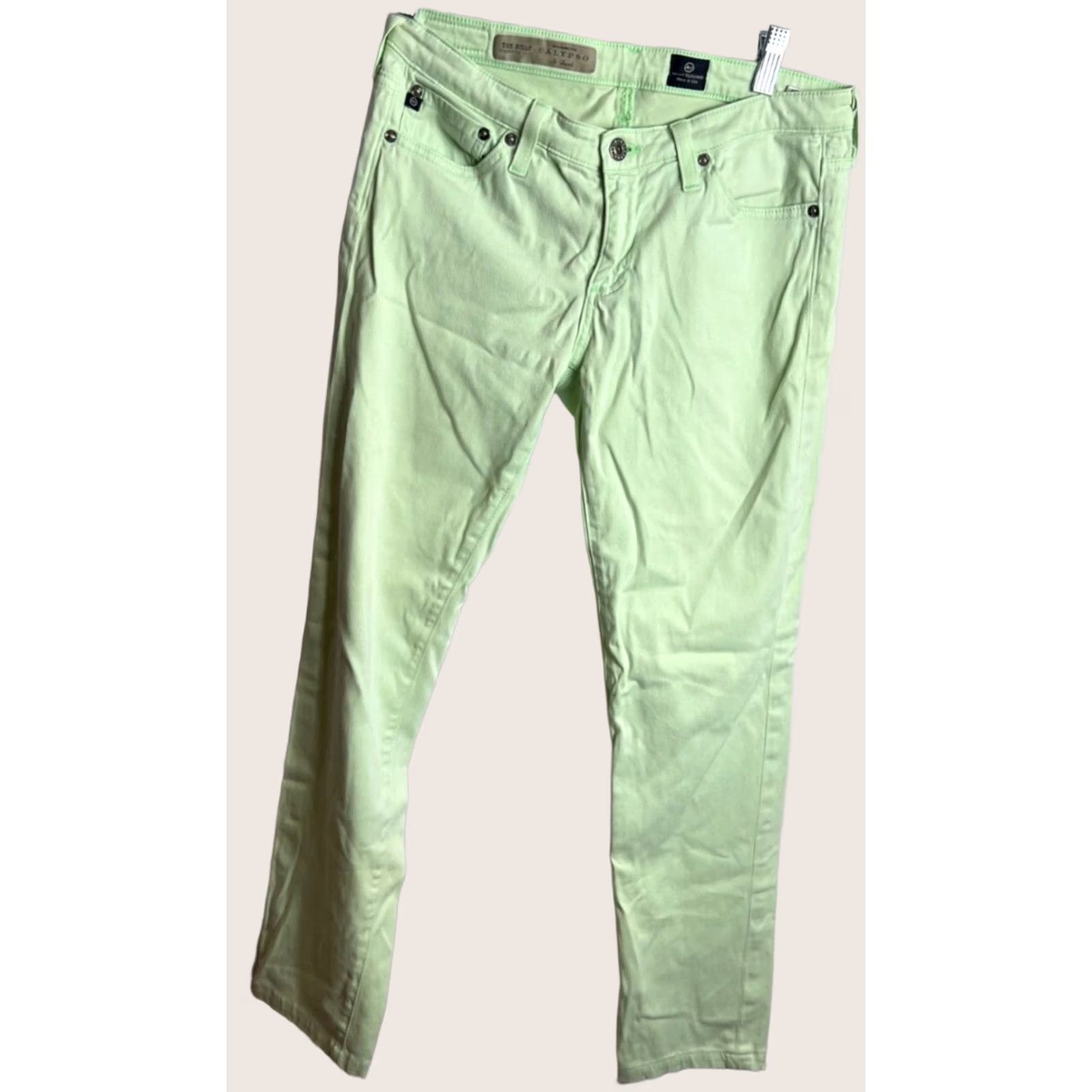 Vintage AG Adriano Goldschmied The Stilt Lime Jean 28R Women Cigarette Leg USA RN104857 Size 28" / US 6 / IT 42 - 1 Thumbnail