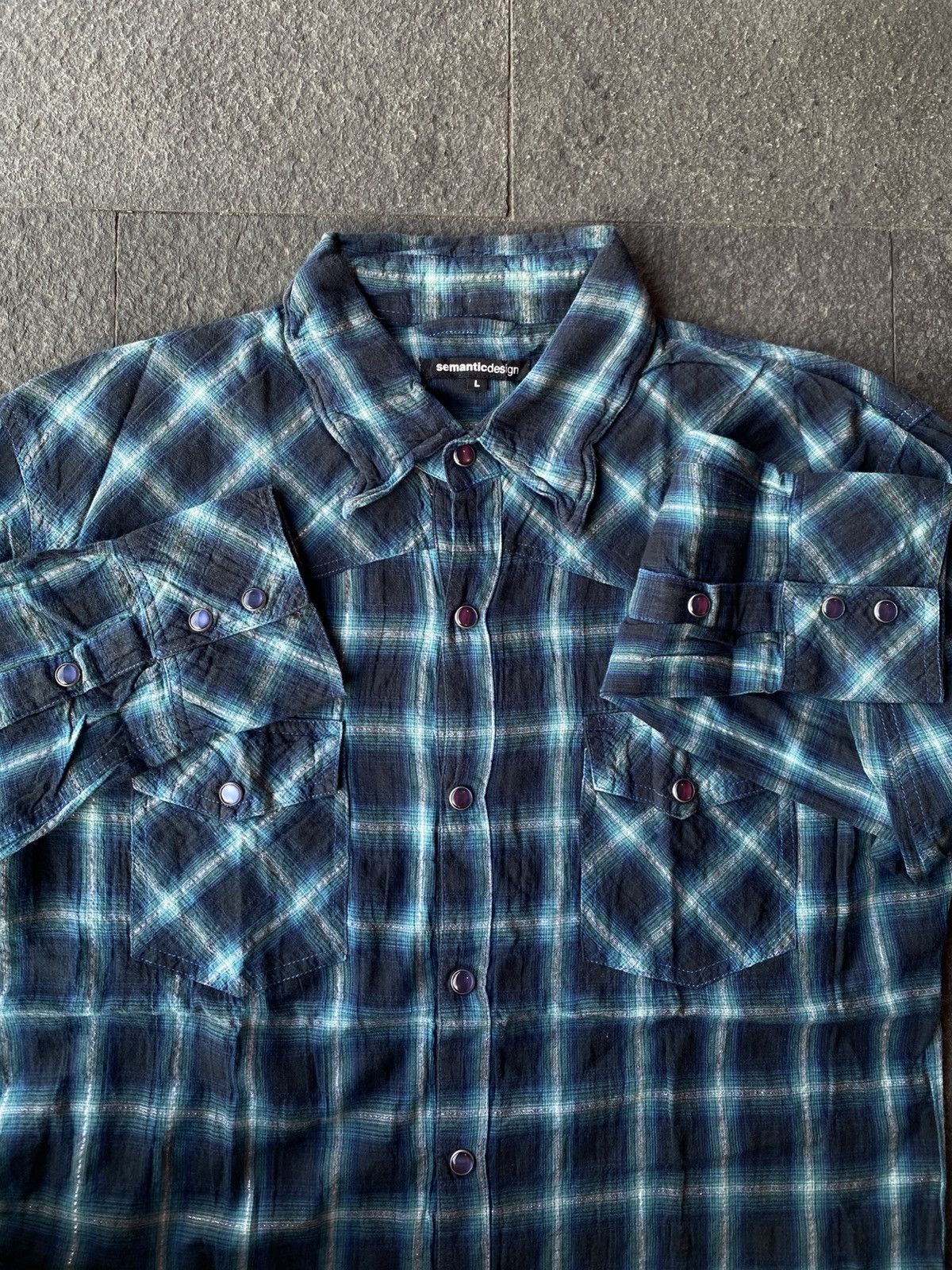 semanticdesign semantic design flannelshirt stone button kmrii lgb style Size US L / EU 52-54 / 3 - 6 Thumbnail