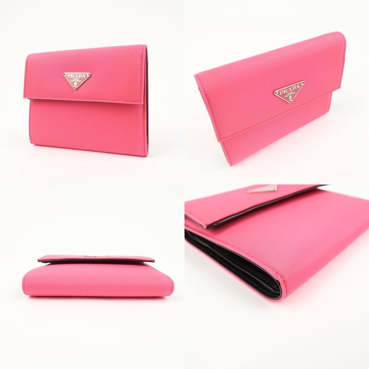 Prada Prada Tessuto Nylon Compact Wallet Pink Size ONE SIZE - 3 Thumbnail