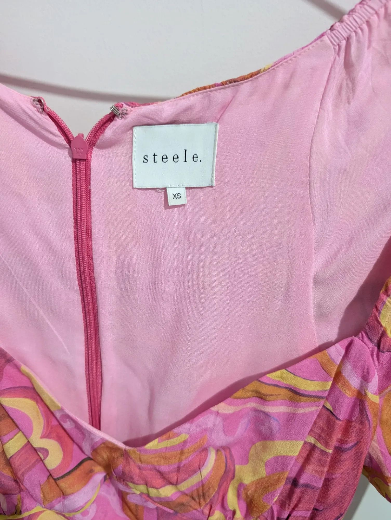 Steeplechase Steele. XS Psychedelic Swirl Pattern Maxi Dress Pink Orange Designer Size XS / US 0-2 / IT 36-38 - 2 Thumbnail