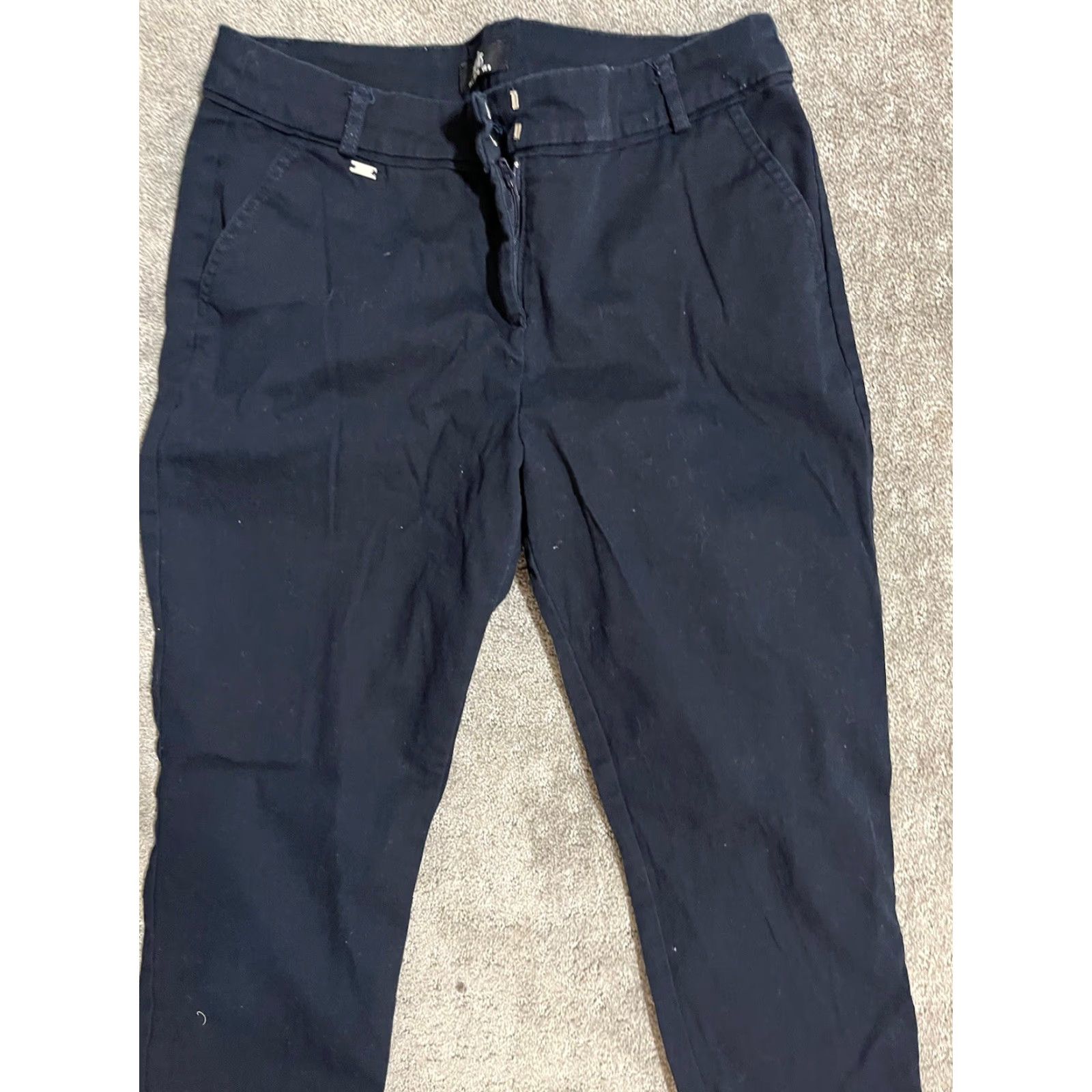 Vintage Wallis Black Ankle Pants 8 Women's Office Stretch Zipper Trousers Size 30" / US 8 / IT 44 - 2 Thumbnail