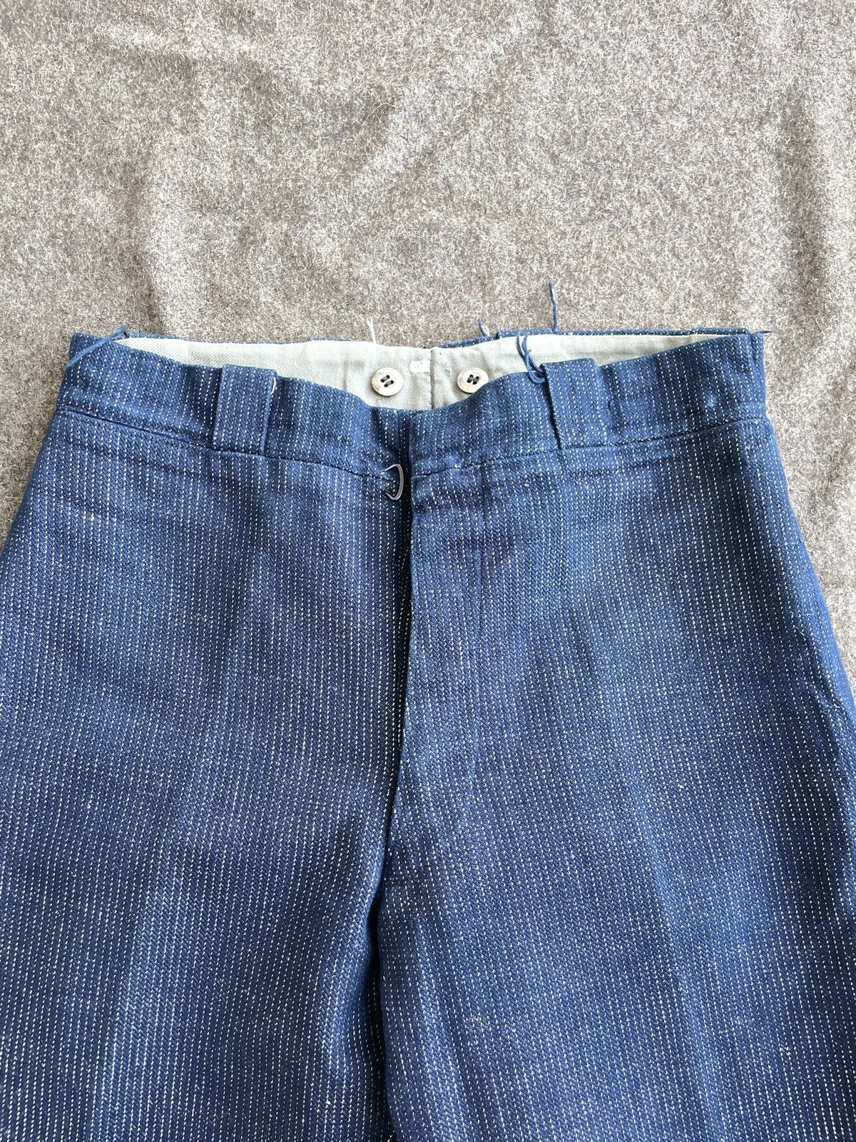 Vintage Antique Denim Striped Pants from 20-40’s Size US 30 / EU 46 - 4 Thumbnail