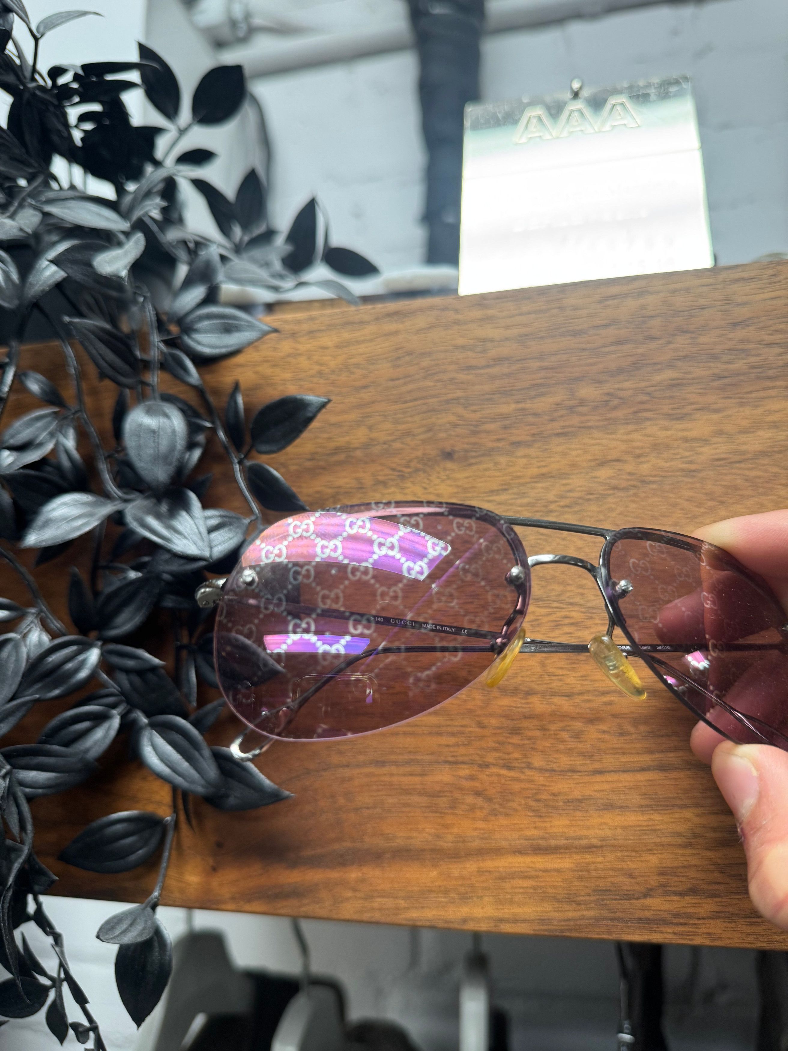 Gucci SS1997 Gucci by Tom Ford Monogram Lens ‘Teardrop’ Aviator Sunglasses Size ONE SIZE - 4 Thumbnail