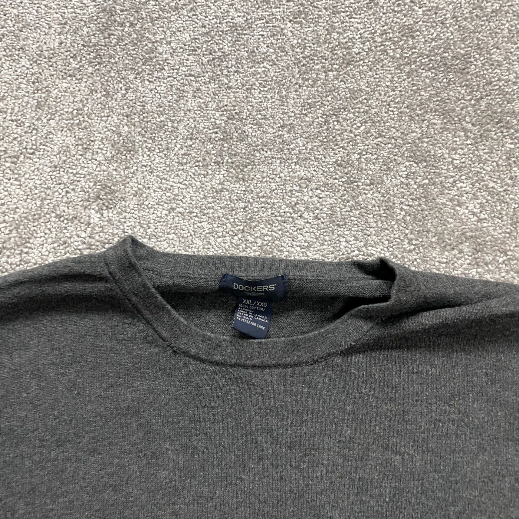 Dockers DOCKERS Sweater Mens 2XL Gray Striped Crew Neck Knit Cotton Long Sleeve Pullover Size US XXL / EU 58 / 5 - 3 Thumbnail