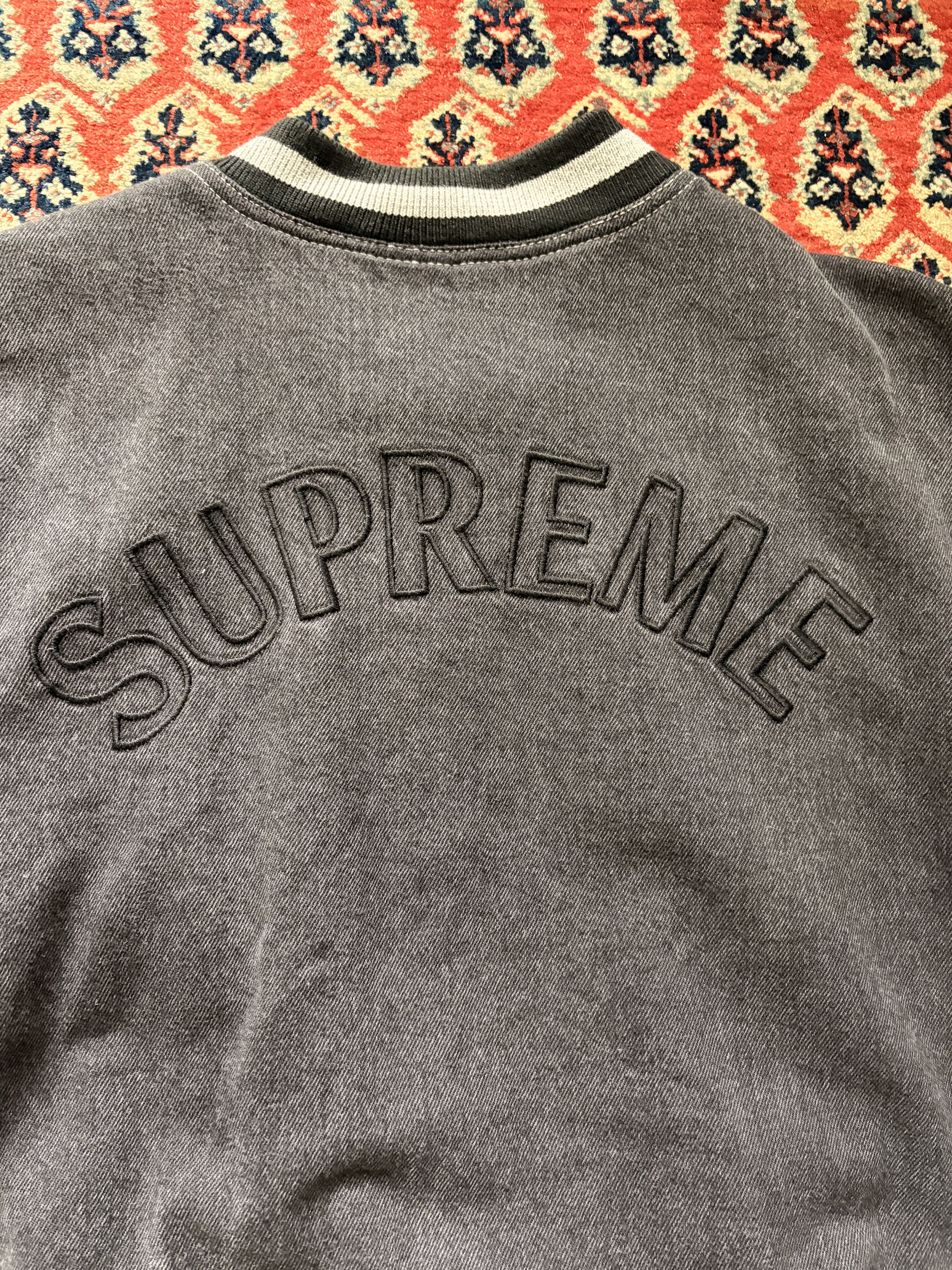 Supreme *Rare* 2018 Supreme Denim Varsity Jacket Size US M / EU 48-50 / 2 - 5 Thumbnail
