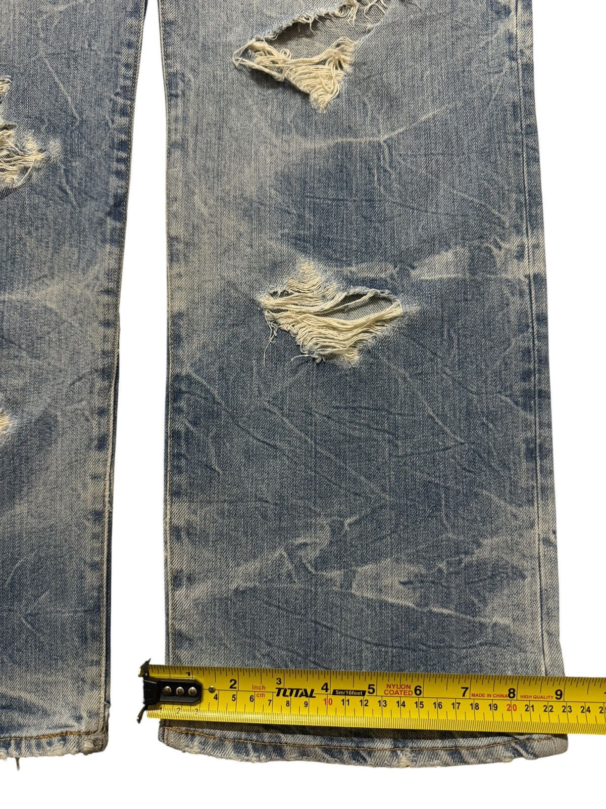 Kapital Vintage 90s Japanese Honeycomb Bleached Distressed Wide Leg Size US 34 / EU 50 - 13 Thumbnail