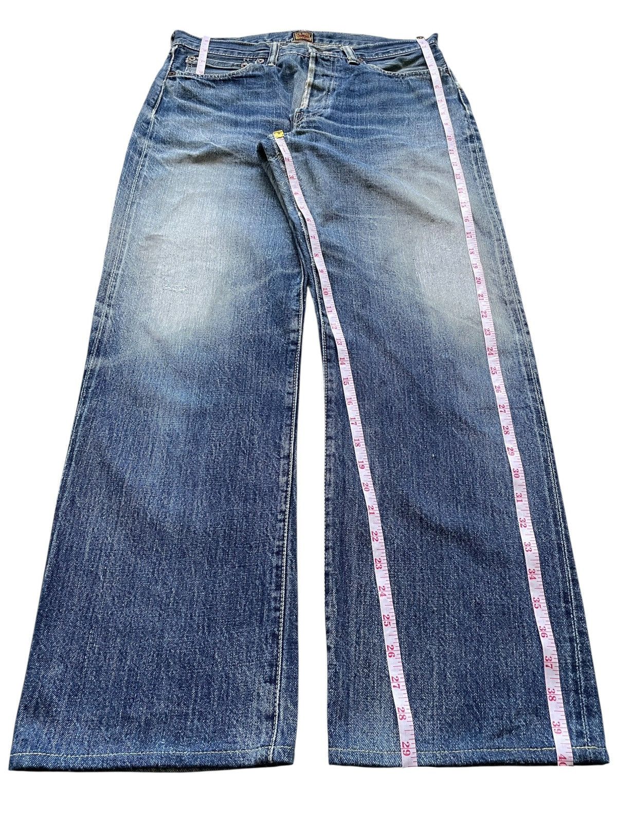 The Real McCoy's Vintage 80s Real Mc Coy Selvedge Distressed Loose Baggy Jean Size US 33 - 12 Thumbnail