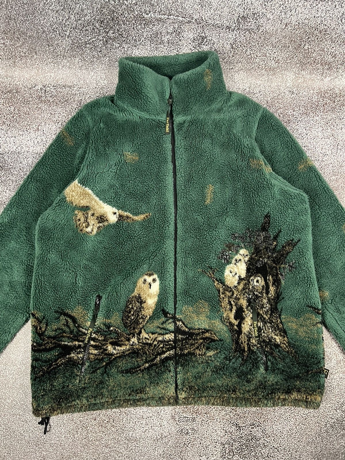 Vintage Owl Sherpa fleece Farfield Made in U.K animal nature hiking Size US XL / EU 56 / 4 - 5 Thumbnail