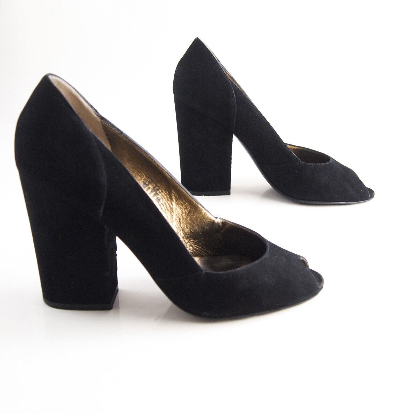 Bally Bally Anita Peep Toe Heels Black Suede Womens US 8 EU 38.5 Size US 8 / IT 38 - 4 Thumbnail