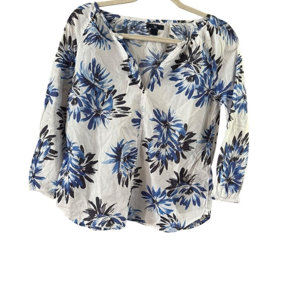 Gap GAP Floral Blouse in Blue and White Size XXS / US 00 / IT 34 - 8 Thumbnail