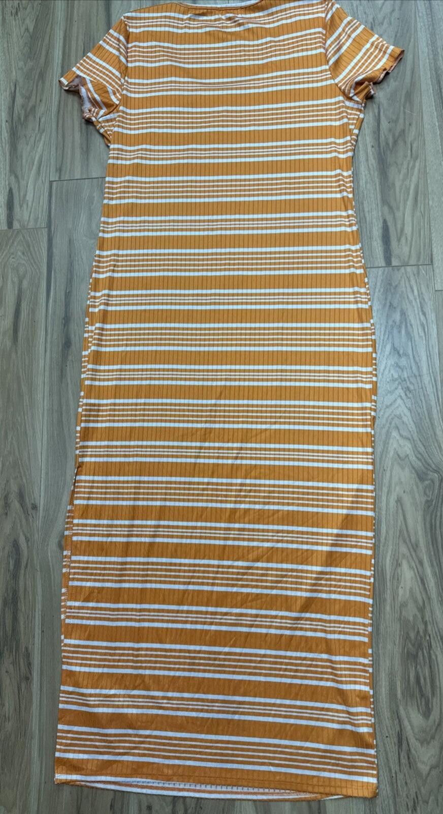 JULIEN DAVID Jolie And Joy Orange Striped Bodycon Dress Size XL Size XL / US 12-14 / IT 48-50 - 7 Thumbnail