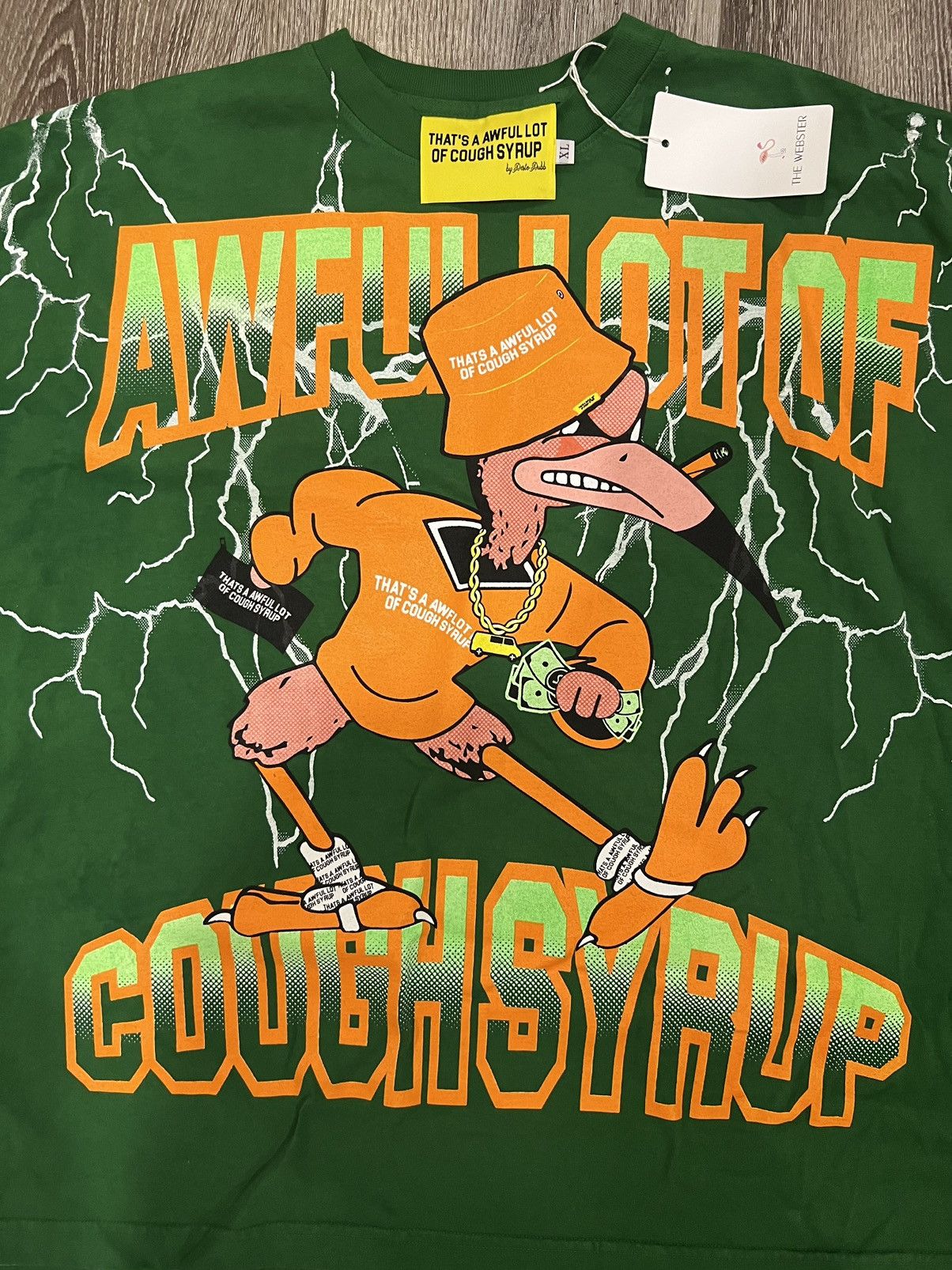 image of Awful Lot Of Cough Syrup Graphic Tee Size XL in Green, Men's