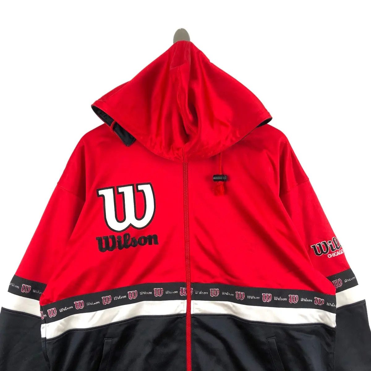 Vintage Vtg 90’ WILSON USA TENNIS Big Logo Side Tape Hoodie Zipper Size US XXL / EU 58 / 5 - 2 Thumbnail