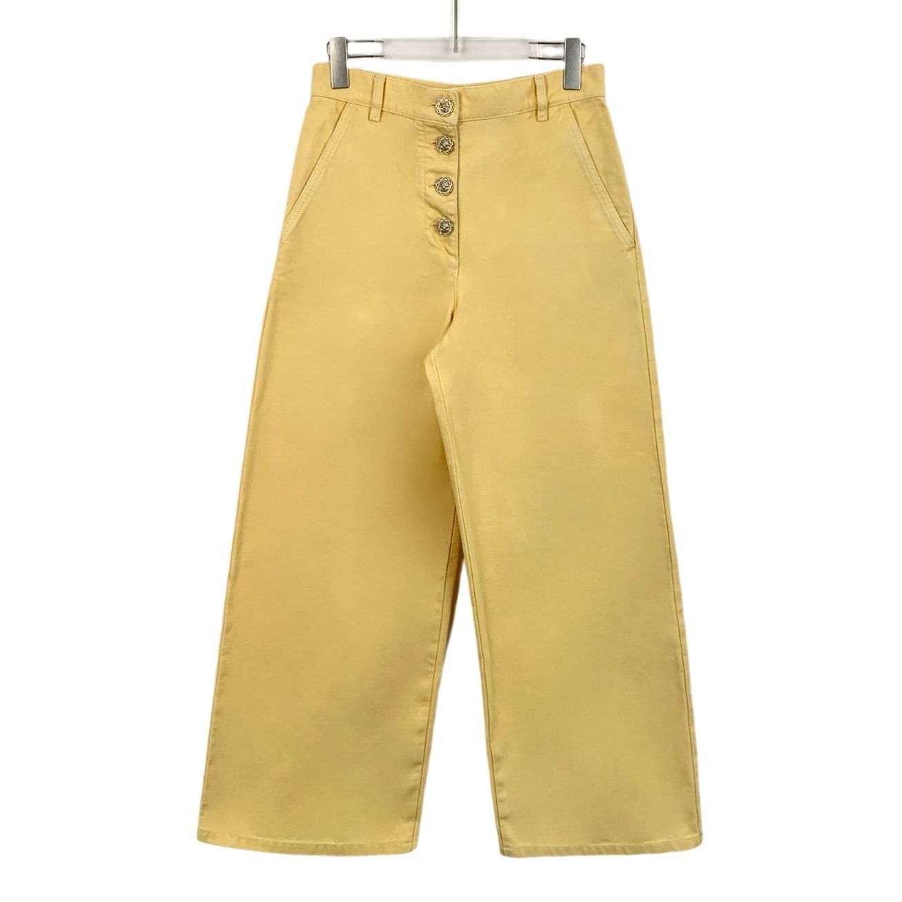 Chanel Chanel Yellow Cotton Wide-Leg Trousers With Decorative Butto Size 38" / US 16 / IT 52 - 1 Thumbnail