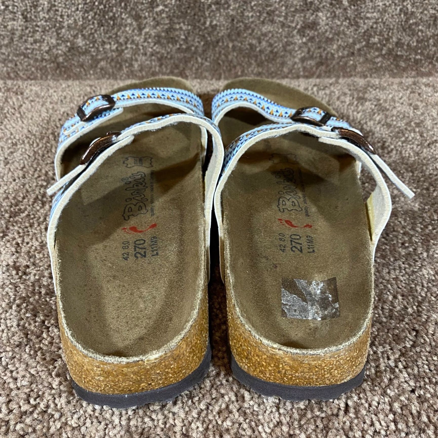 Birkenstock Birkenstock Arizona Sandals EU 42 Womens 11-11.5 Birkis Triangle RARE Print Leather Suede Buckle Adjustable Footbed Sandals Multicolor Size US 11 / IT 41 - 7 Thumbnail