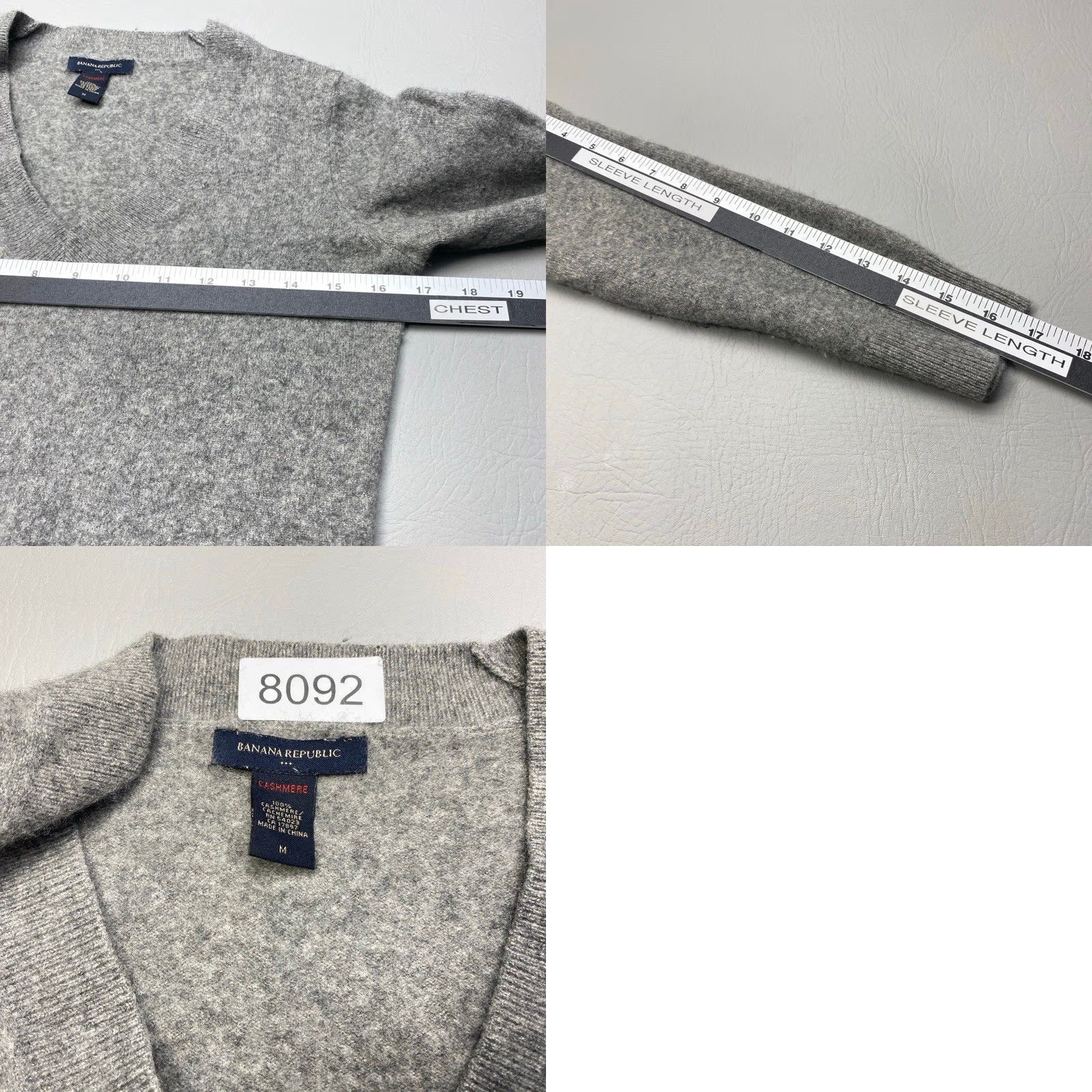 Banana Republic Banana Republic 100% Cashmere Women's Medium Gray Sweater V Neck Preppy School Size M / US 6-8 / IT 42-44 - 8 Thumbnail