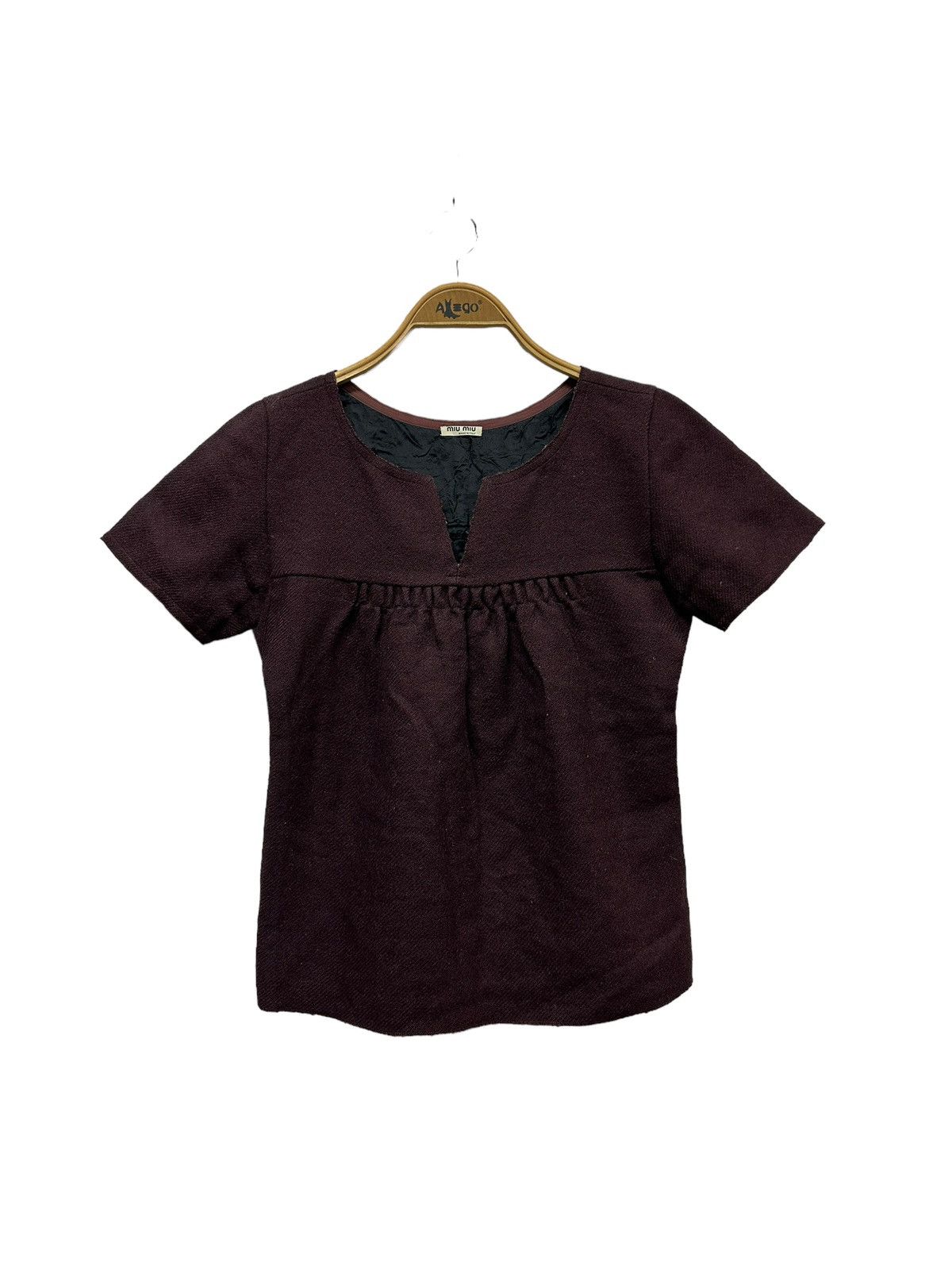 image of Miu Miu Wool Italy in Brown, Women's (Size Small)