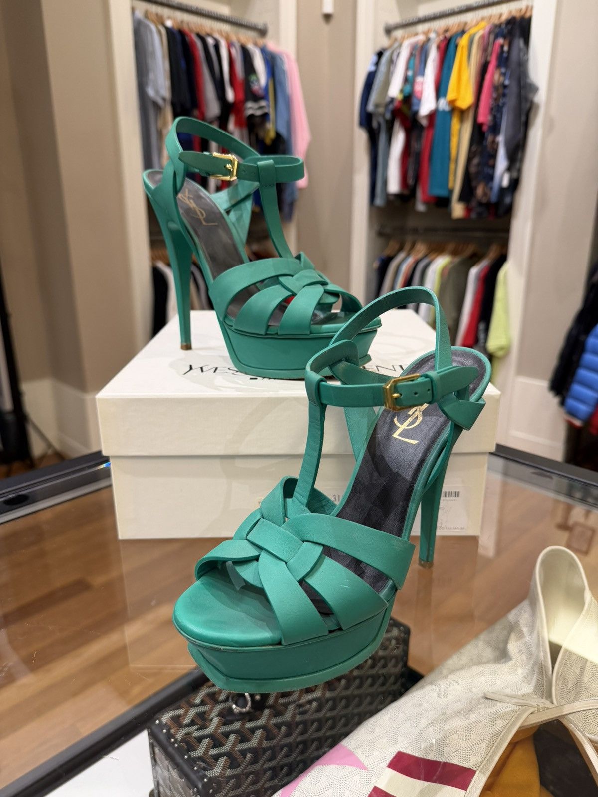 Yves Saint Laurent YSL Saint Laurent Tribute Platform Sandals Size US 6.5 / IT 36.5 - 1 Thumbnail