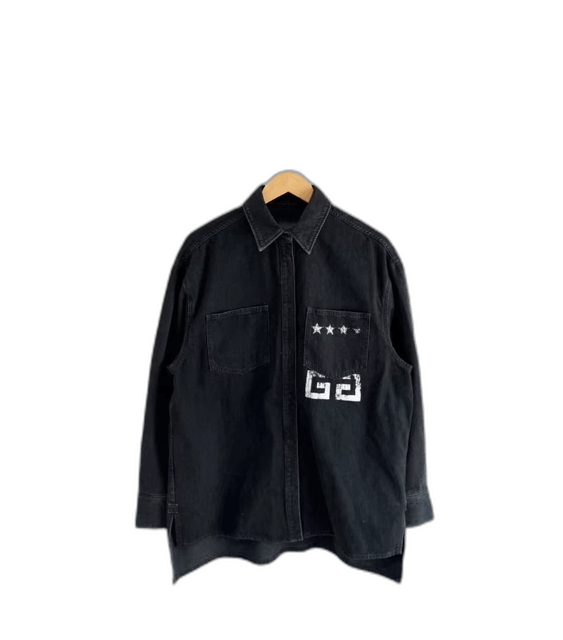 Givenchy Black Star Denim Shirt Size 38