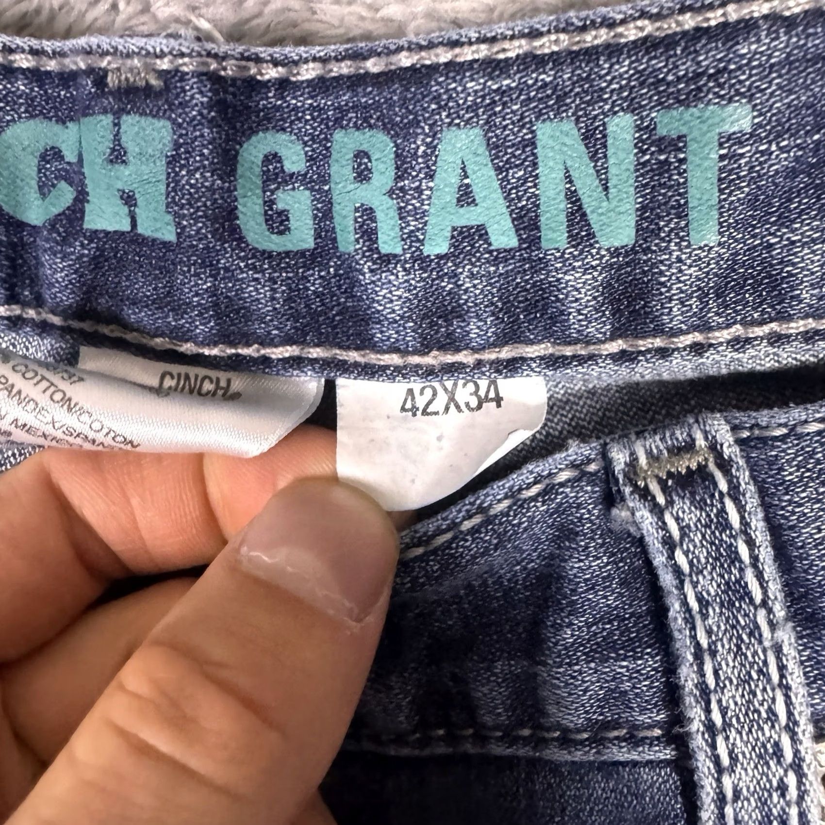 Denime Cinch Grant Mens Jeans 42x34 Relaxed Bootcut Blue Denim Western Jeans Size US 42 / EU 58 - 7 Thumbnail