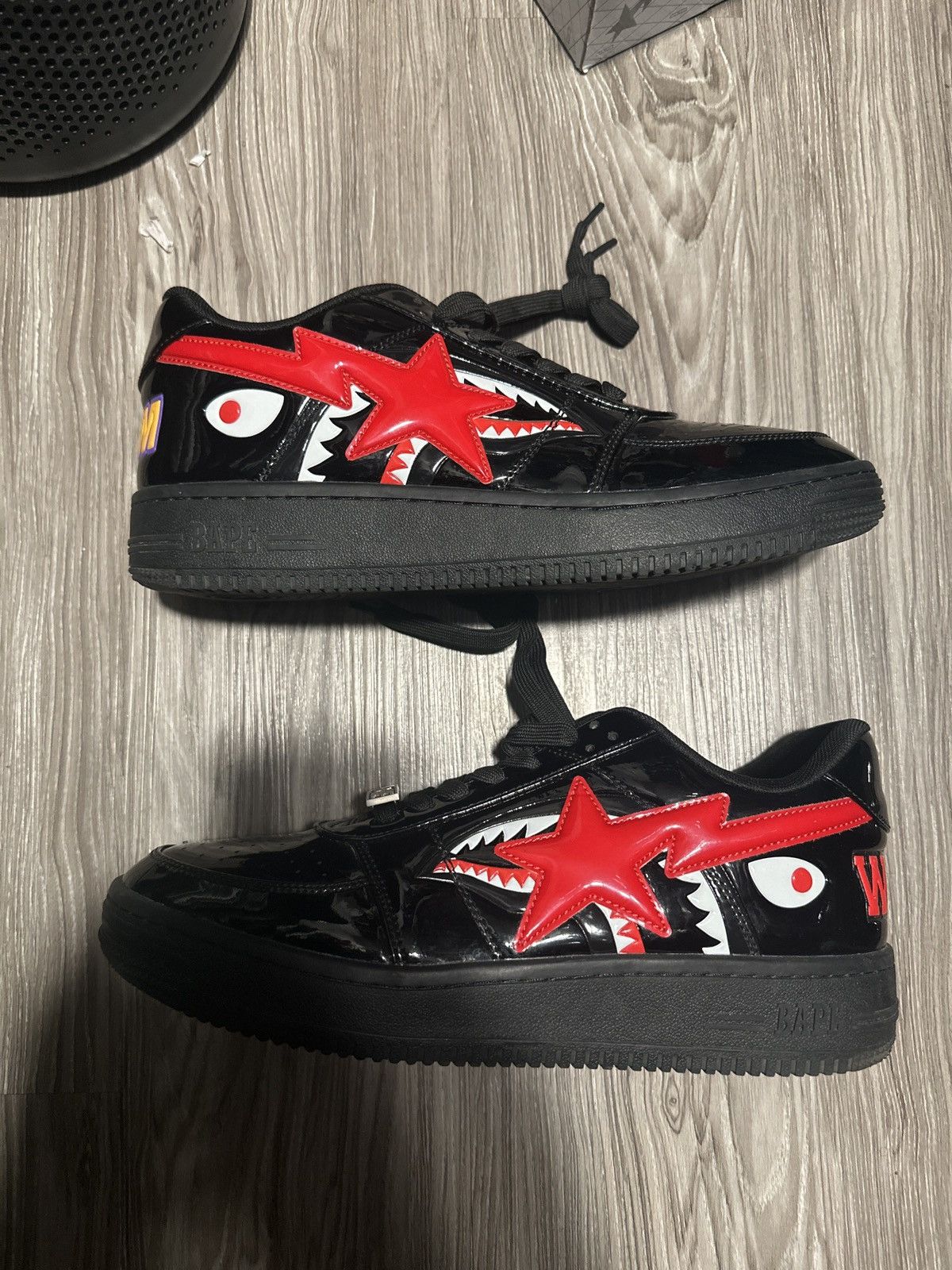 image of Bapesta Low M2 Shark Face Black Shoes, Men's (Size 11)