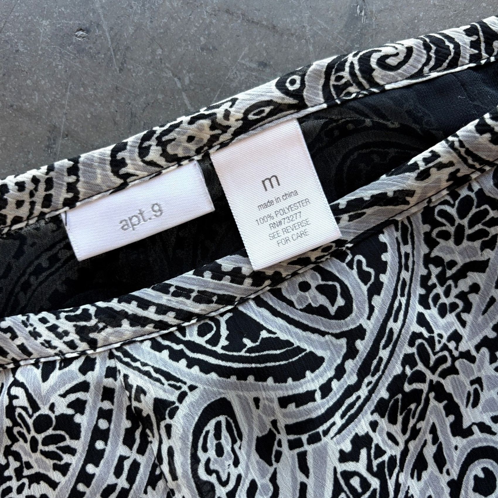 Vintage VINTAGE Y2k Black White Sheer Paisley Abstract Flowy Print Midi Skirt Women's M Size 32" / US 10 / IT 46 - 3 Thumbnail