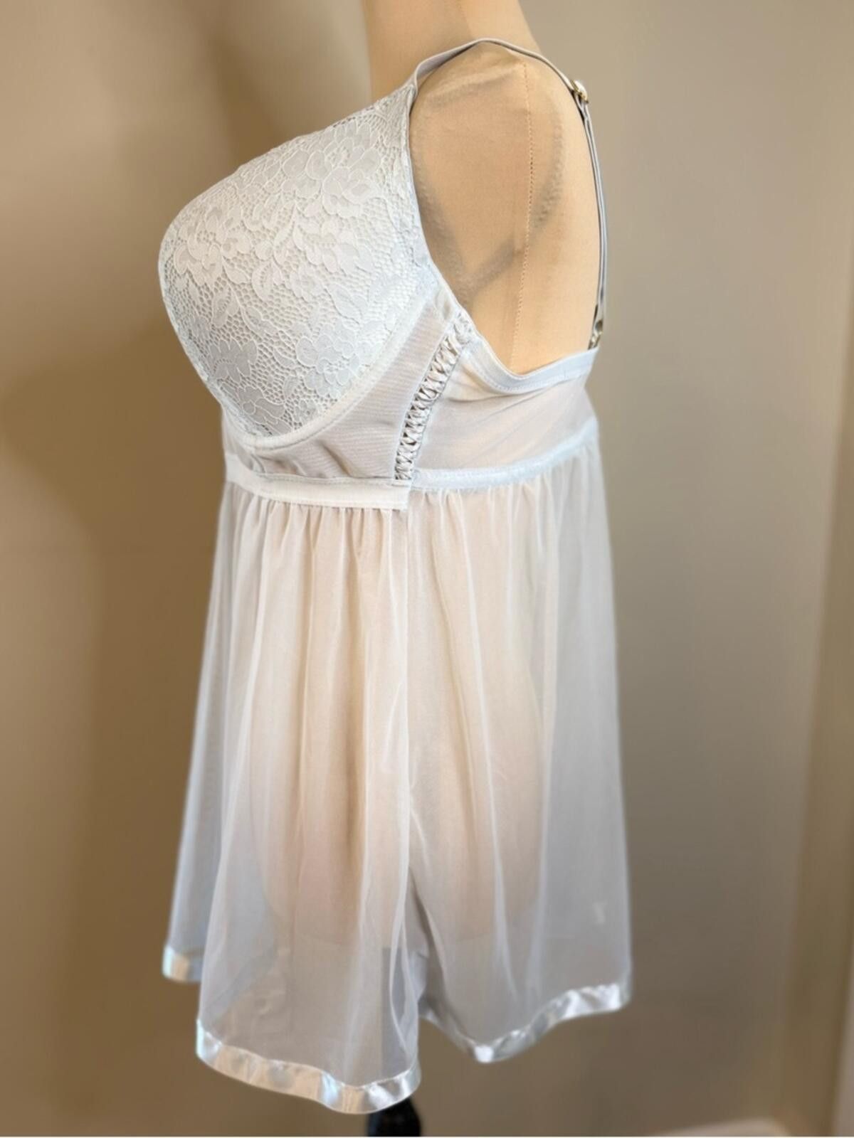 Other White floral lace bra lingerie top sheer mesh camisole SZ 1X Size ONE SIZE - 3 Thumbnail