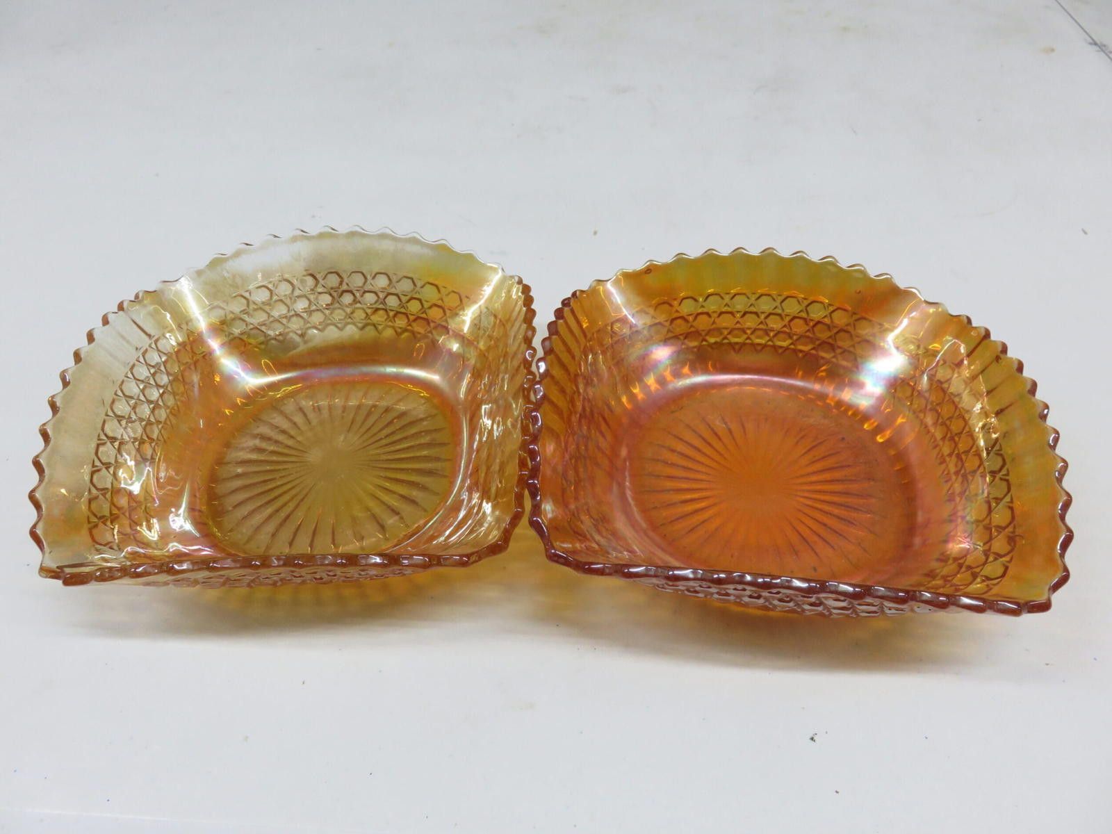 Cardinal of Canada Pair of Vintage Carnival Glass Marigold Square Dish Size ONE SIZE - 3 Thumbnail