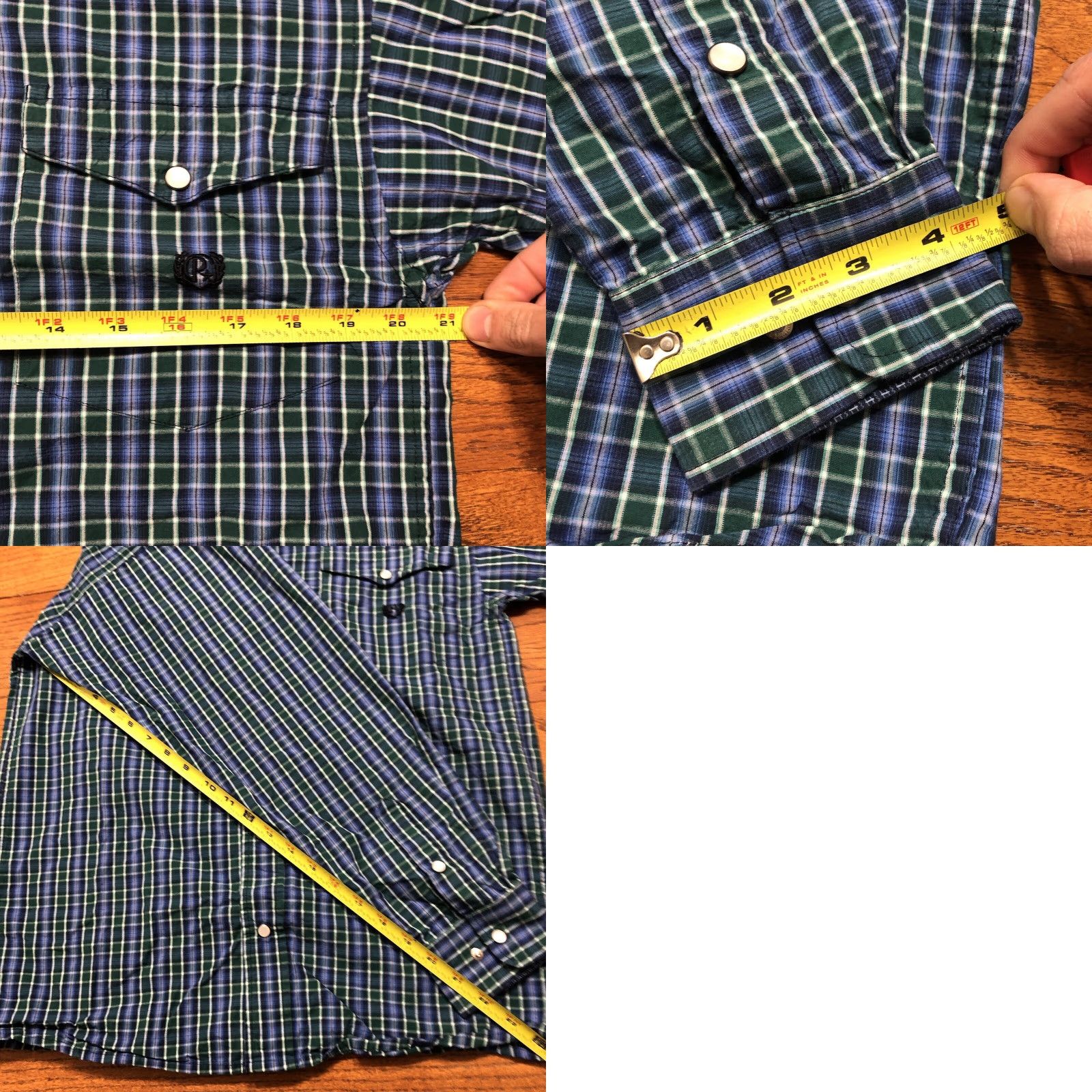 Vintage Panhandle Shirt Mens Tag Medium Plaid Cotton Pearl Snap Blue Green Western Size US M / EU 48-50 / 2 - 8 Thumbnail