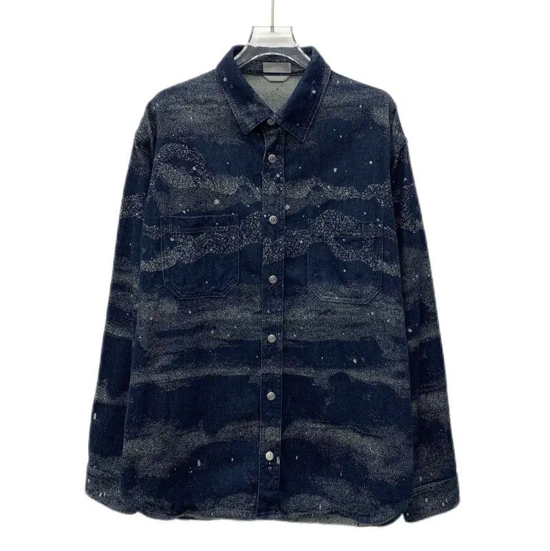 Dior Navy Cotton Long Sleeve Shirt 0089