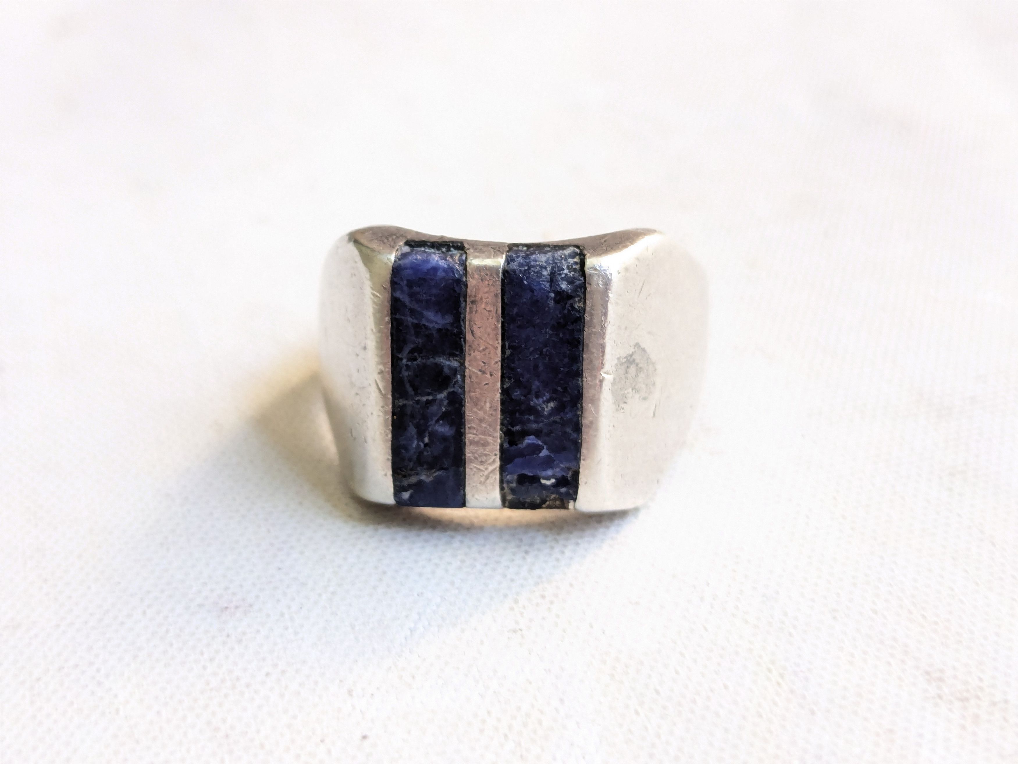 Jewelry Vintage Sterling Silver Ring Sodalite Taxco 9.75 Mexico Size ONE SIZE - 3 Thumbnail