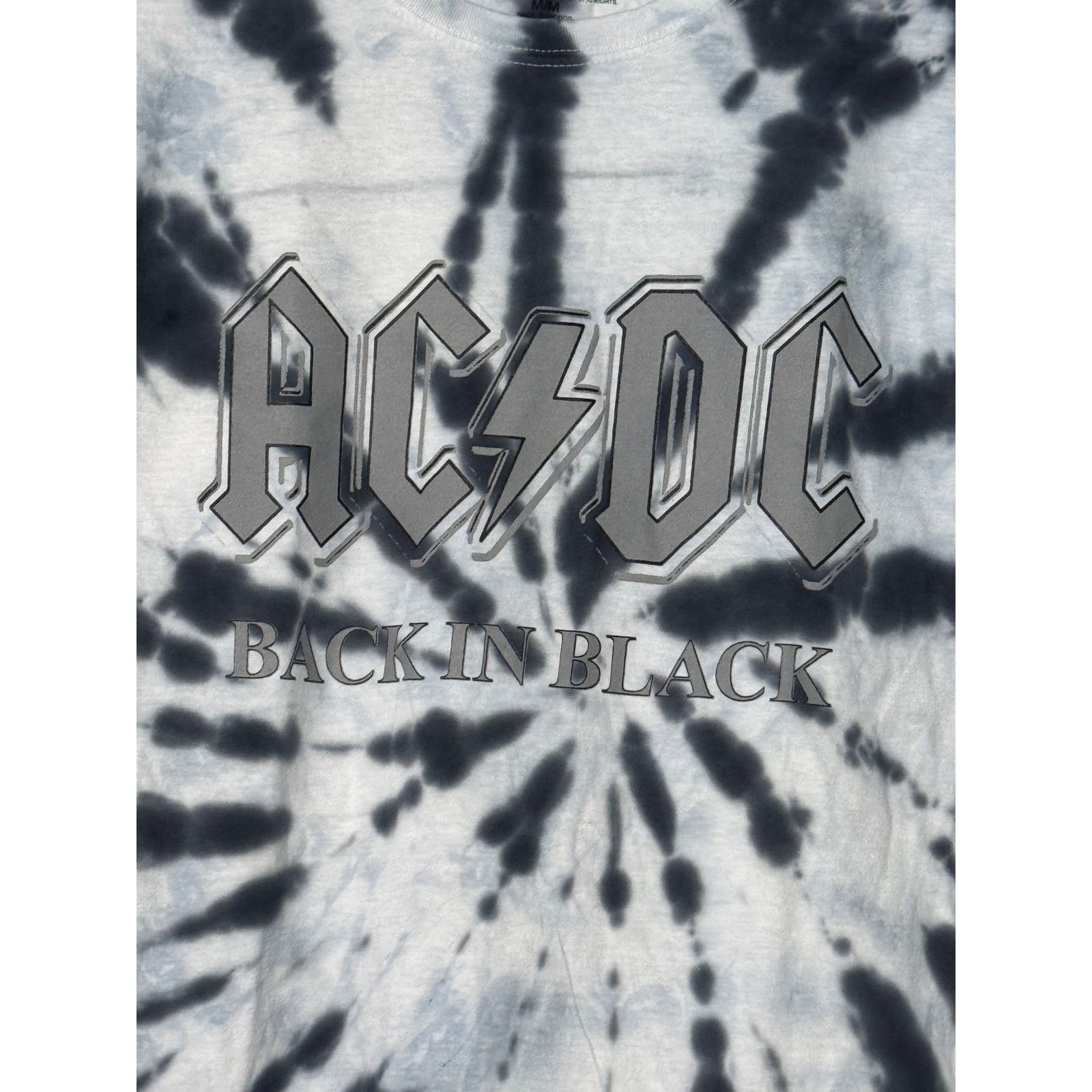 Other ACDC Back in Black Band T-Shirt Tie Dye Black White Medium Size L / US 10 / IT 46 - 2 Thumbnail