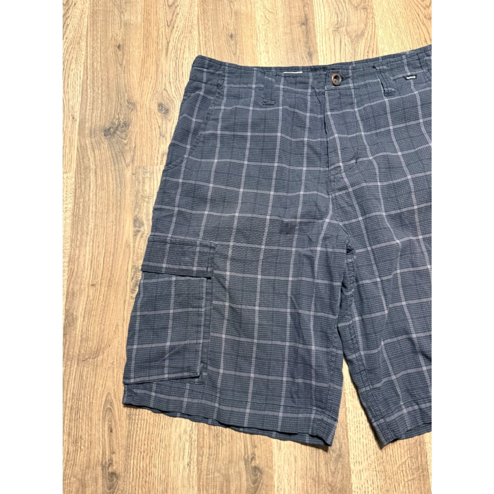 Hurley Hurley Shorts Men's 34 Plaid Chino Shorts Casual Pockets Black Grey Size US 34 / EU 50 - 3 Thumbnail