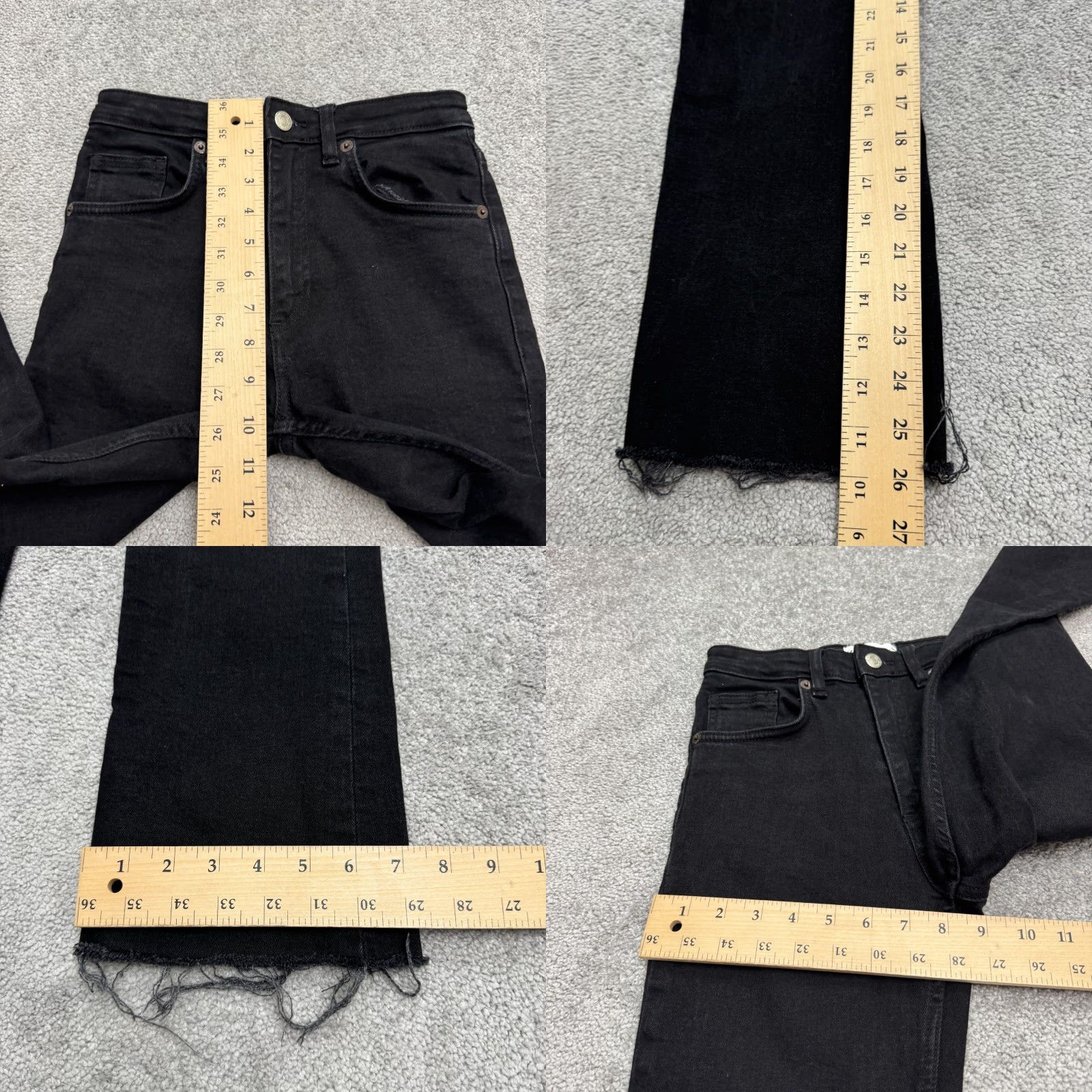Zara Zara Jeans Womens Black Denim Wide-Leg High Rise 25x26 5-Pocket Stretch Baggy Casual City Outdoor Streetwear Size 26" / US 2 / IT 38 - 9 Thumbnail