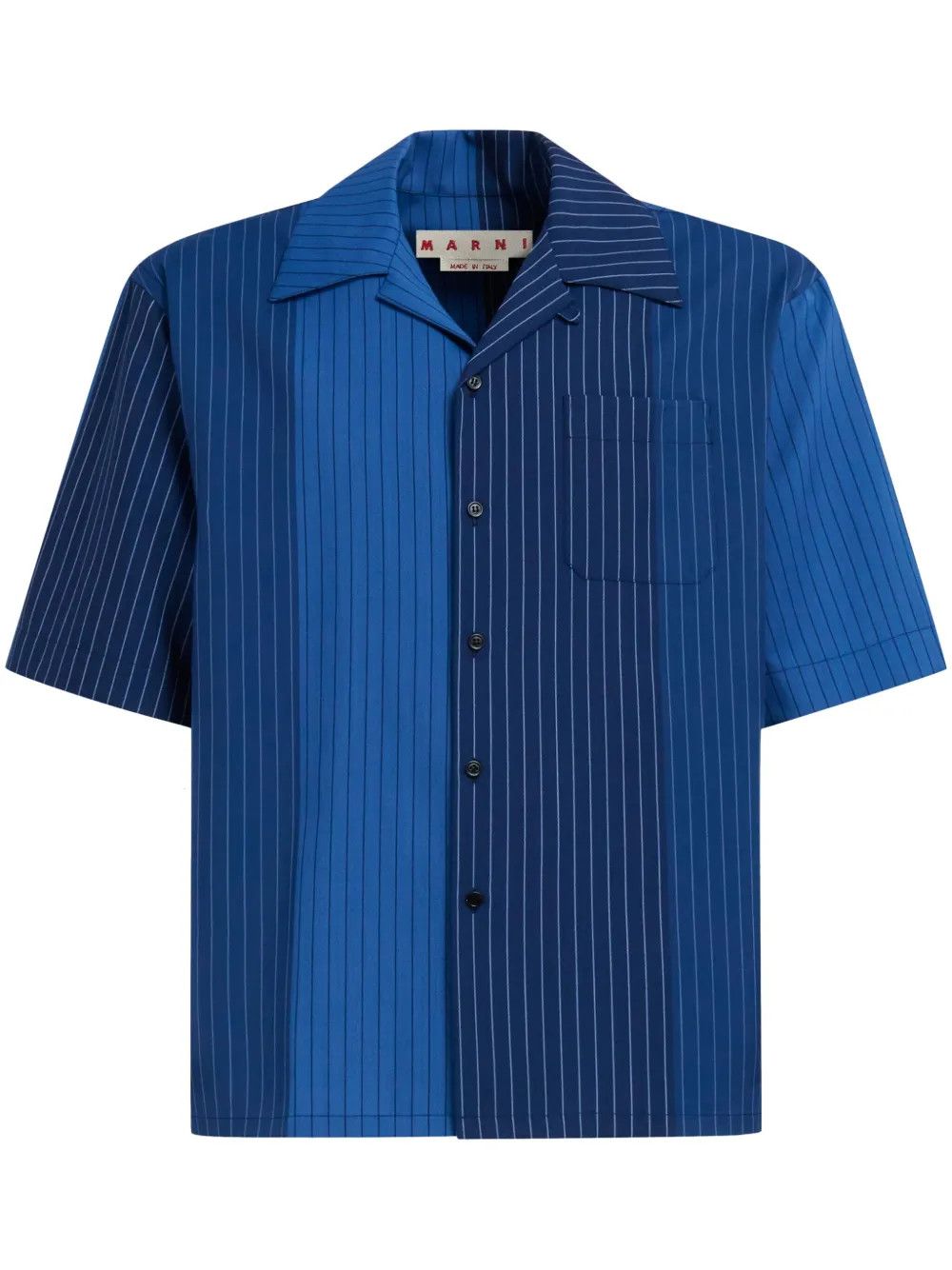 Marni o1w1db10125 Striped Virgin Wool Shirt in Navy Blue Size US S / EU 44-46 / 1 - 1 Thumbnail