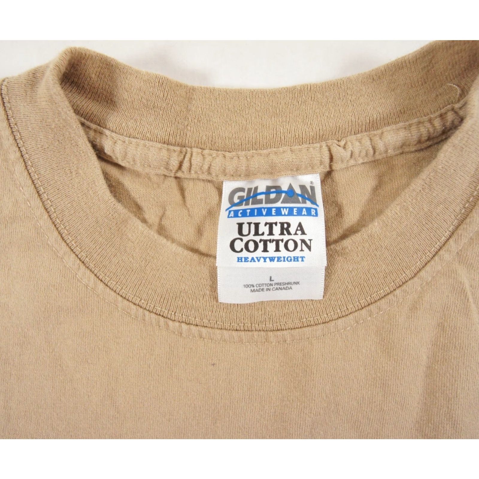 Gildan VINTAGE Gildan Hash Shirt Mens Large Beige Short Sleeve Crewneck Graphic Tee Y2K Size US L / EU 52-54 / 3 - 4 Thumbnail
