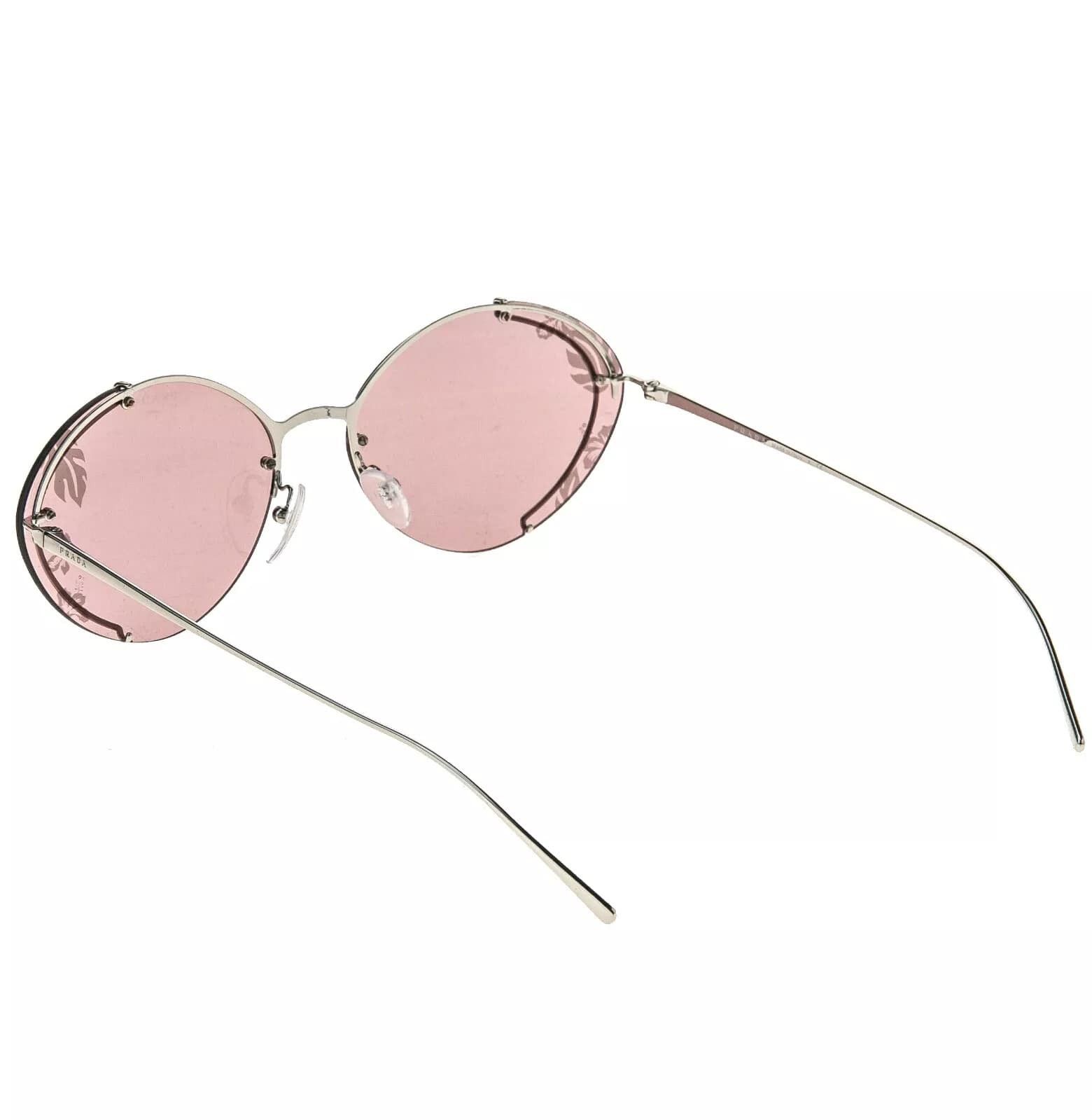Prada PRADA Oval Metal Sunglasses 60U Silver Pink Mirror PR60US Size ONE SIZE - 8 Thumbnail