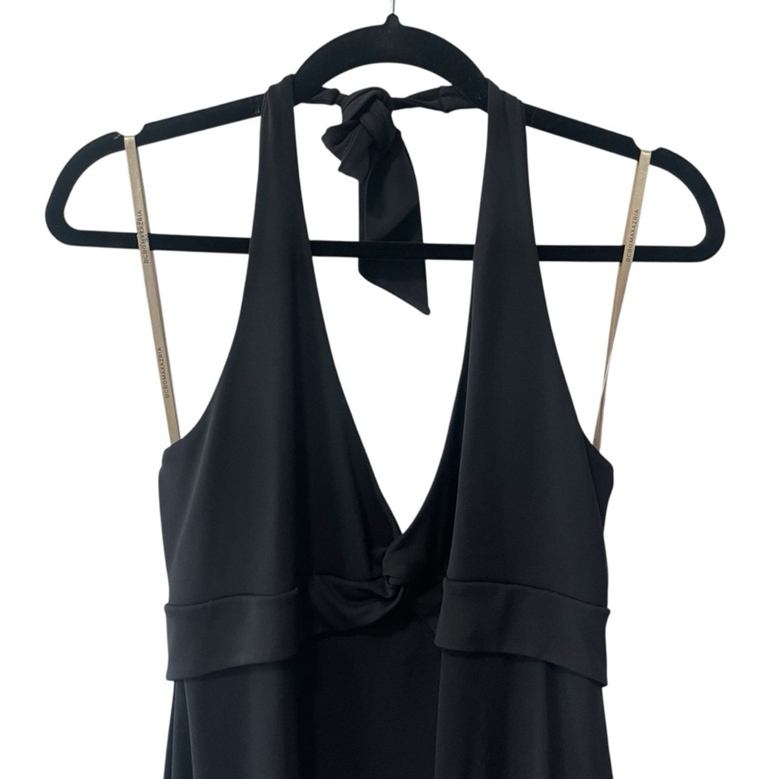 Bcbgmaxazria BCBG Max Azria Matte Jersey V Neck Halter Tie Midi Large Size L / US 10 / IT 46 - 2 Thumbnail