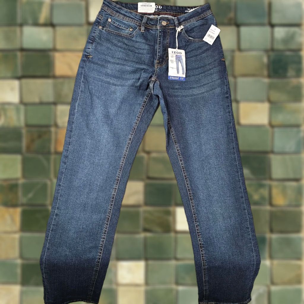 Izod IZOD Men’s Jeans 30x32 Blue Straight Fit Comfort Stretch Denim Cotton Pant Jeans Size US 30 / EU 46 - 1 Thumbnail