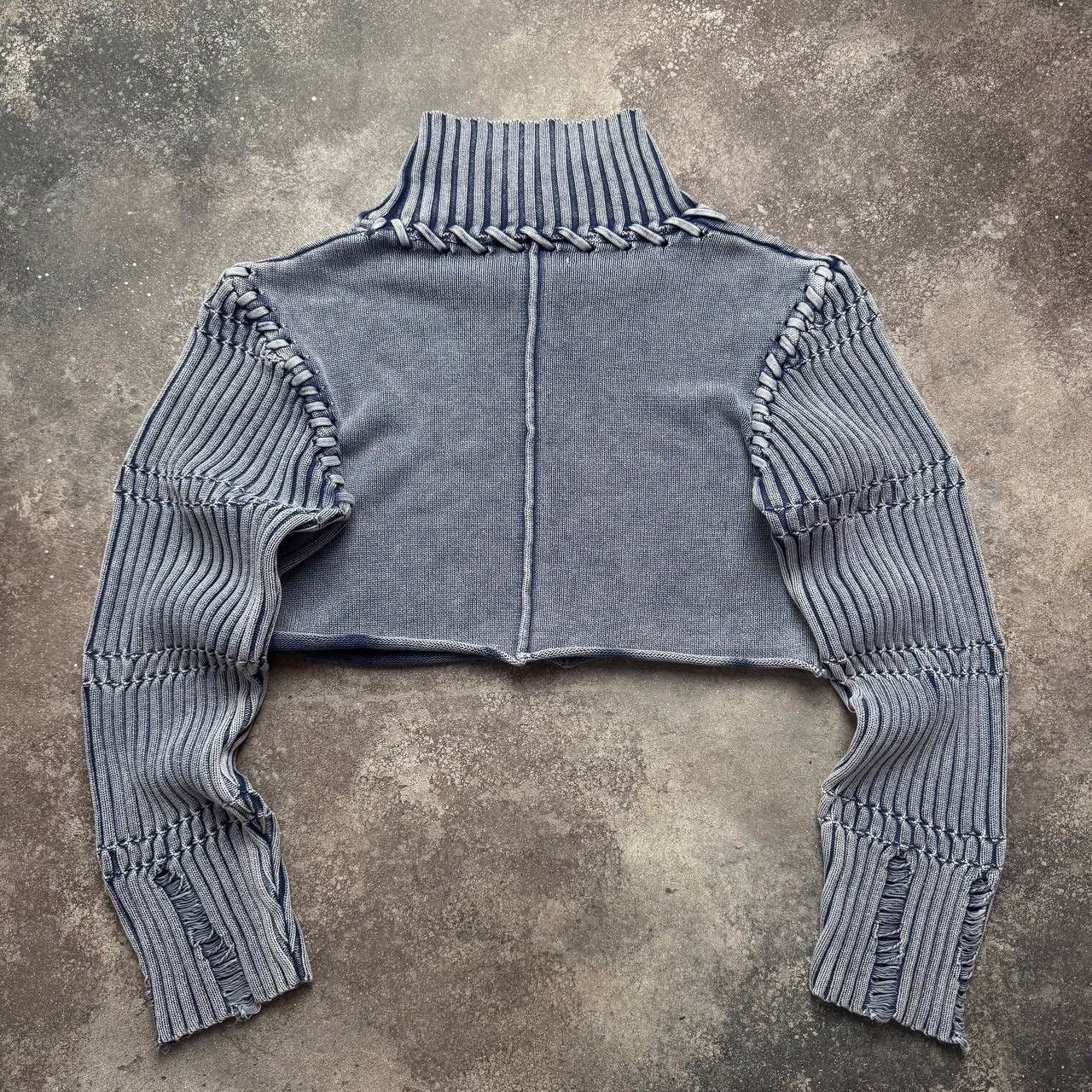 Hysteric Glamour × Japanese Brand × Vintage Japanese Style Washed/Faded Cropped Ribbed Sweater Size L / US 10 / IT 46 - 8 Thumbnail