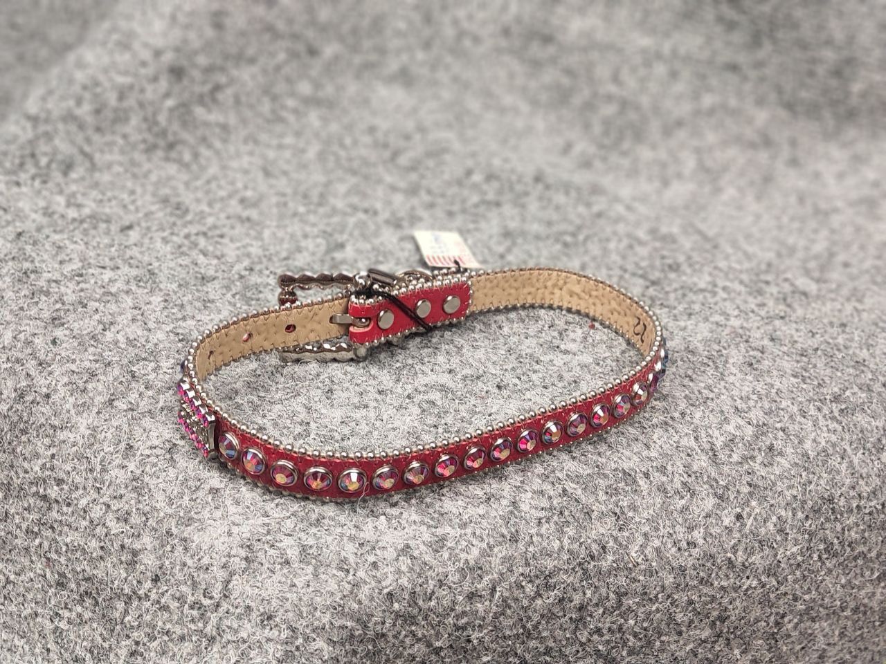 B.B. Simon B.B.Simon Swarovski Crystal Red Leather collar Dog belt Size ONE SIZE - 15 Thumbnail