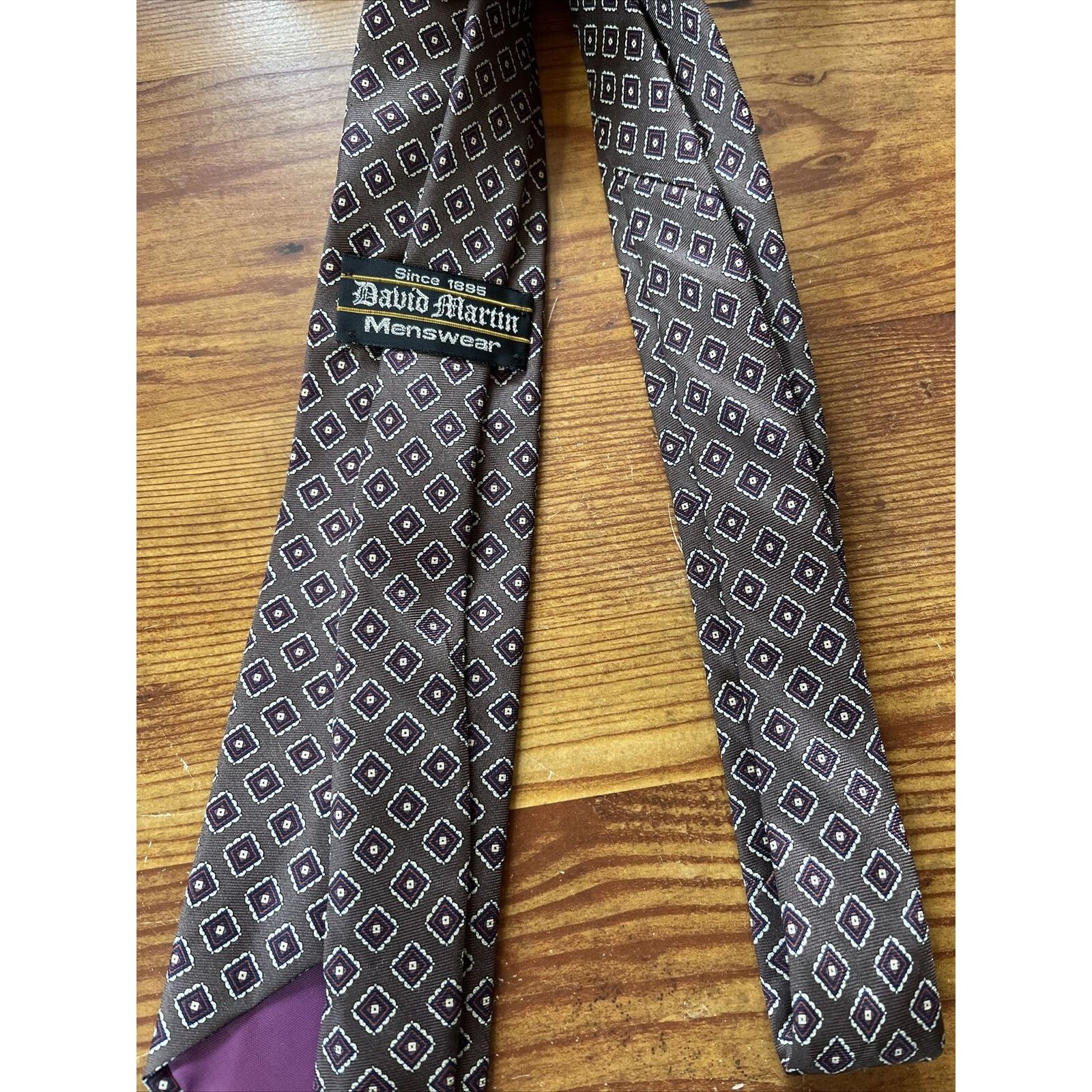 Other david martin menswear vintage brown geometric silk necktie Size ONE SIZE - 4 Thumbnail