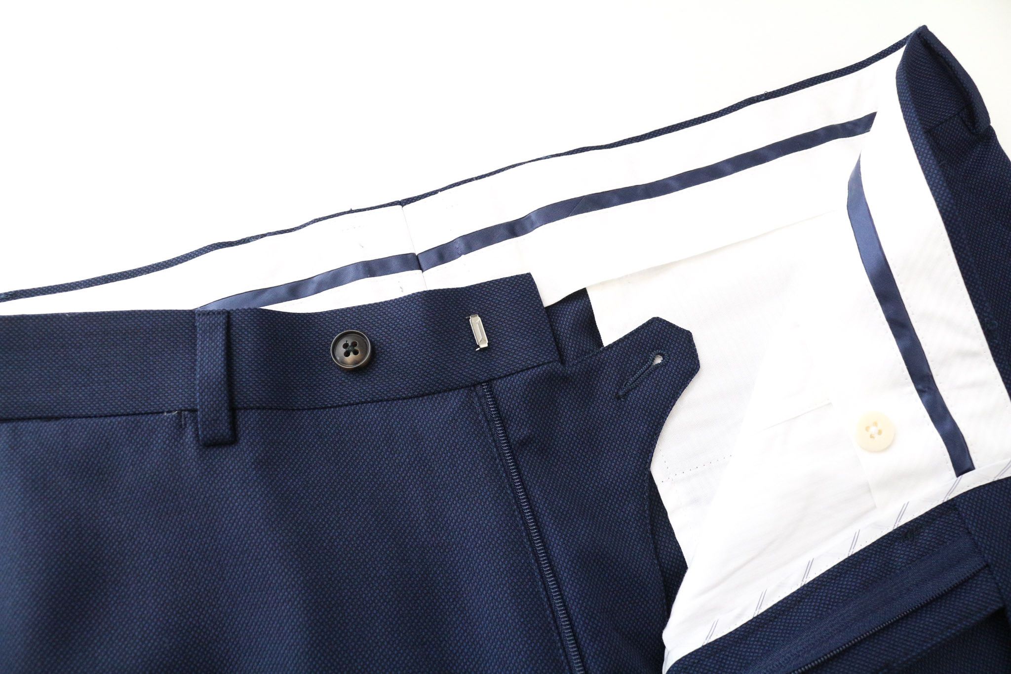 Suitsupply BRESCIA UK36R Blue Wool Birdseye Trousers 75251 Size 36R - 3 Thumbnail