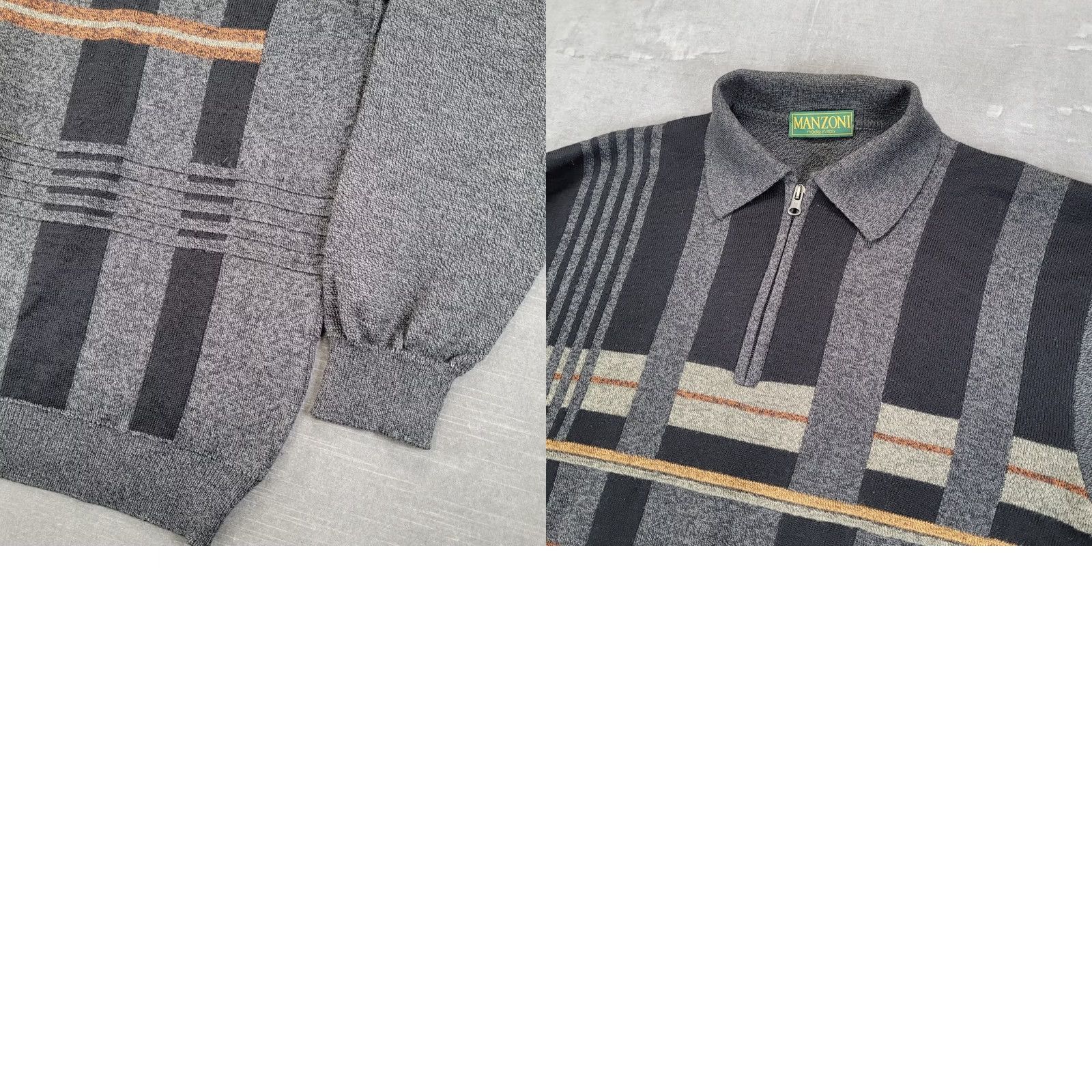 Vintage VINTAGE Manzoni Mens Gray Wool Mix Grandpa Dad 1/4 Zip Long Sleeve Sweater Made Italy L Size US L / EU 52-54 / 3 - 8 Thumbnail